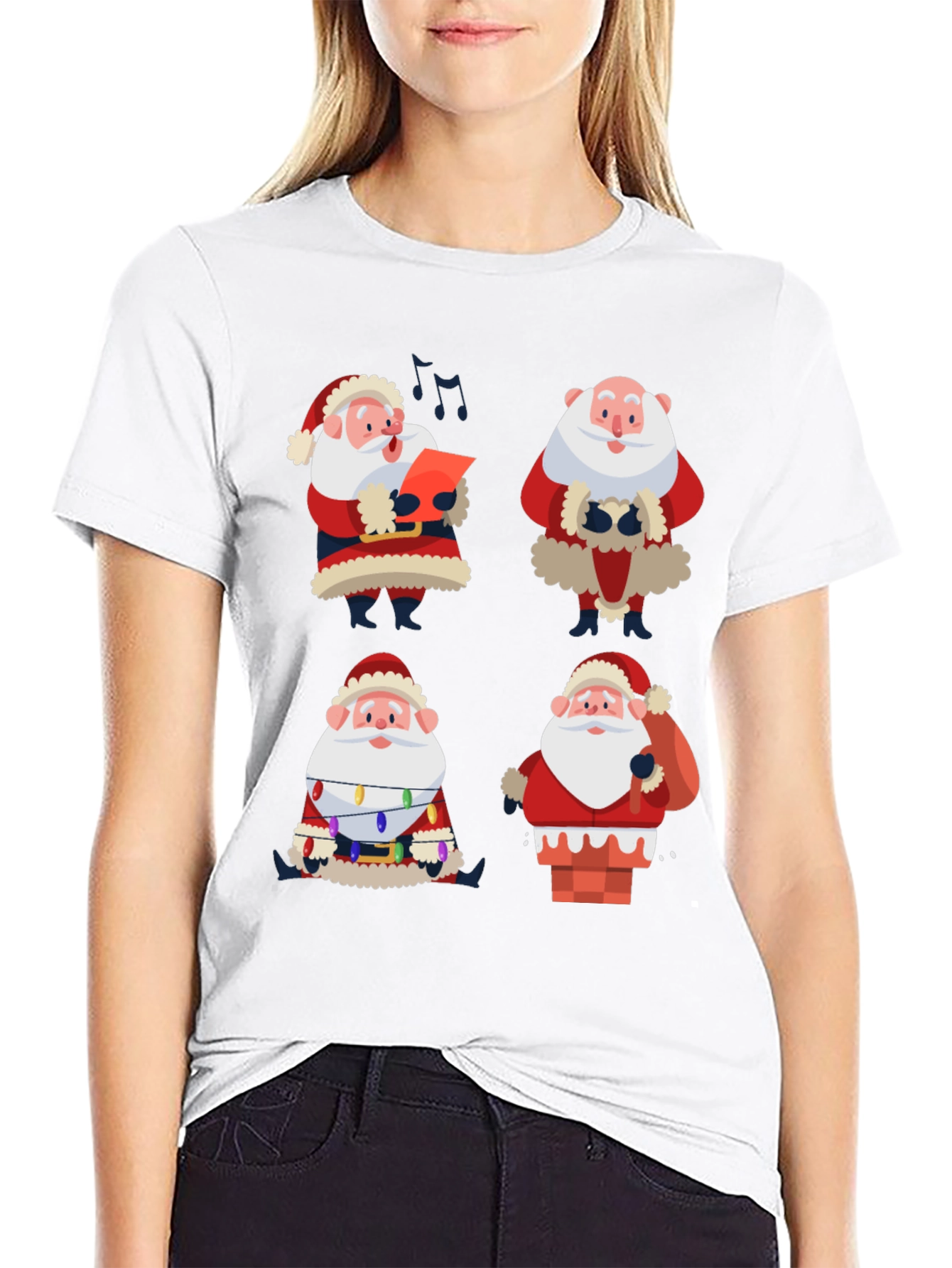 Camiseta Navideña con Diseño de Santa Claus