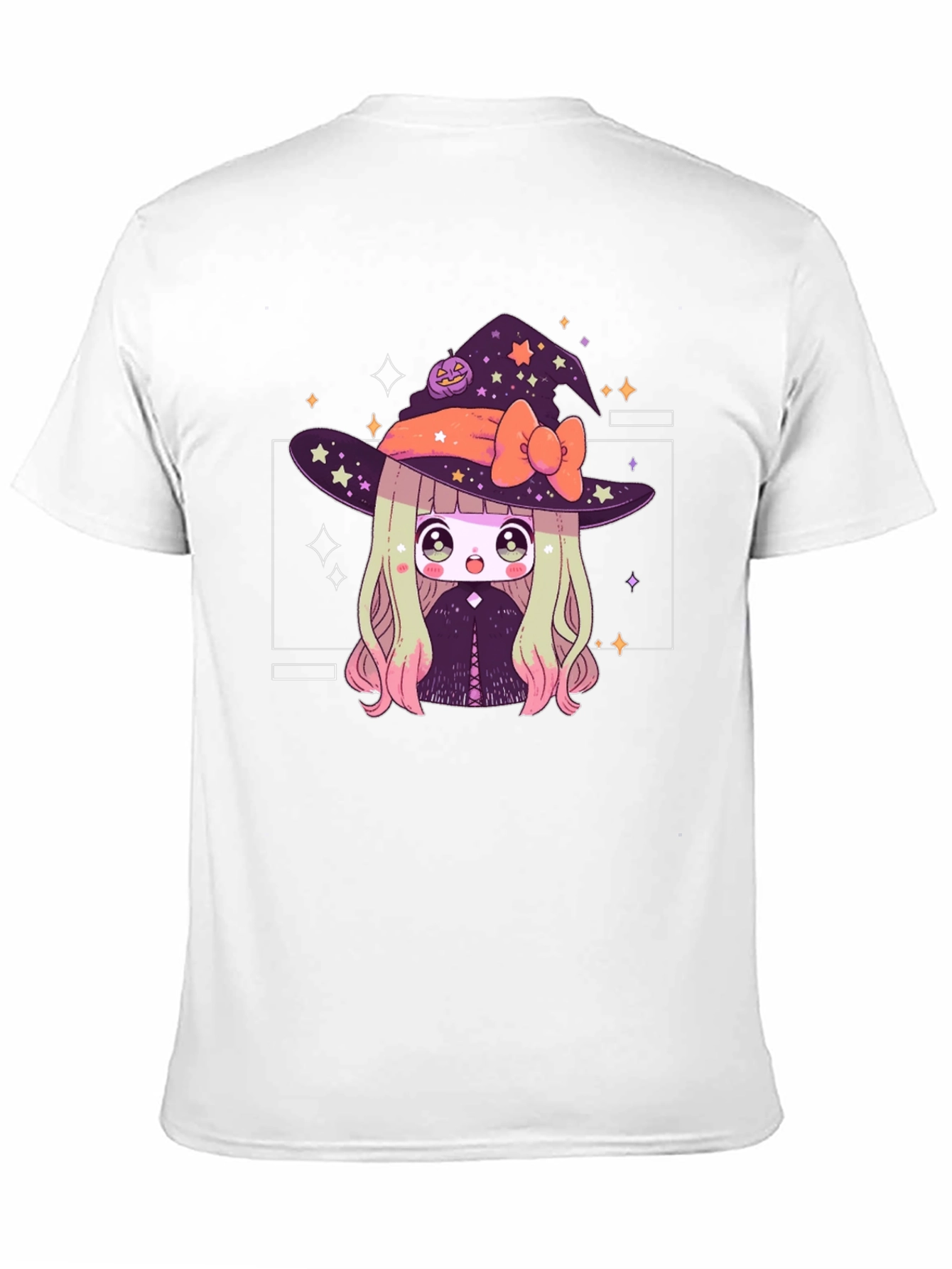 Camiseta Negra con Diseño de Bruja Anime para Halloween