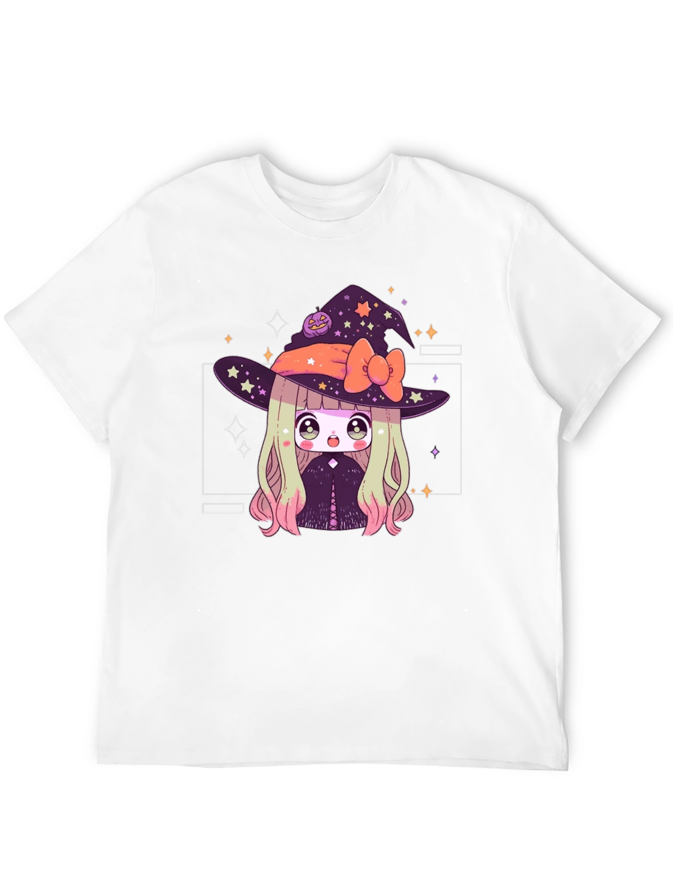 Camiseta Negra con Diseño de Bruja Anime para Halloween