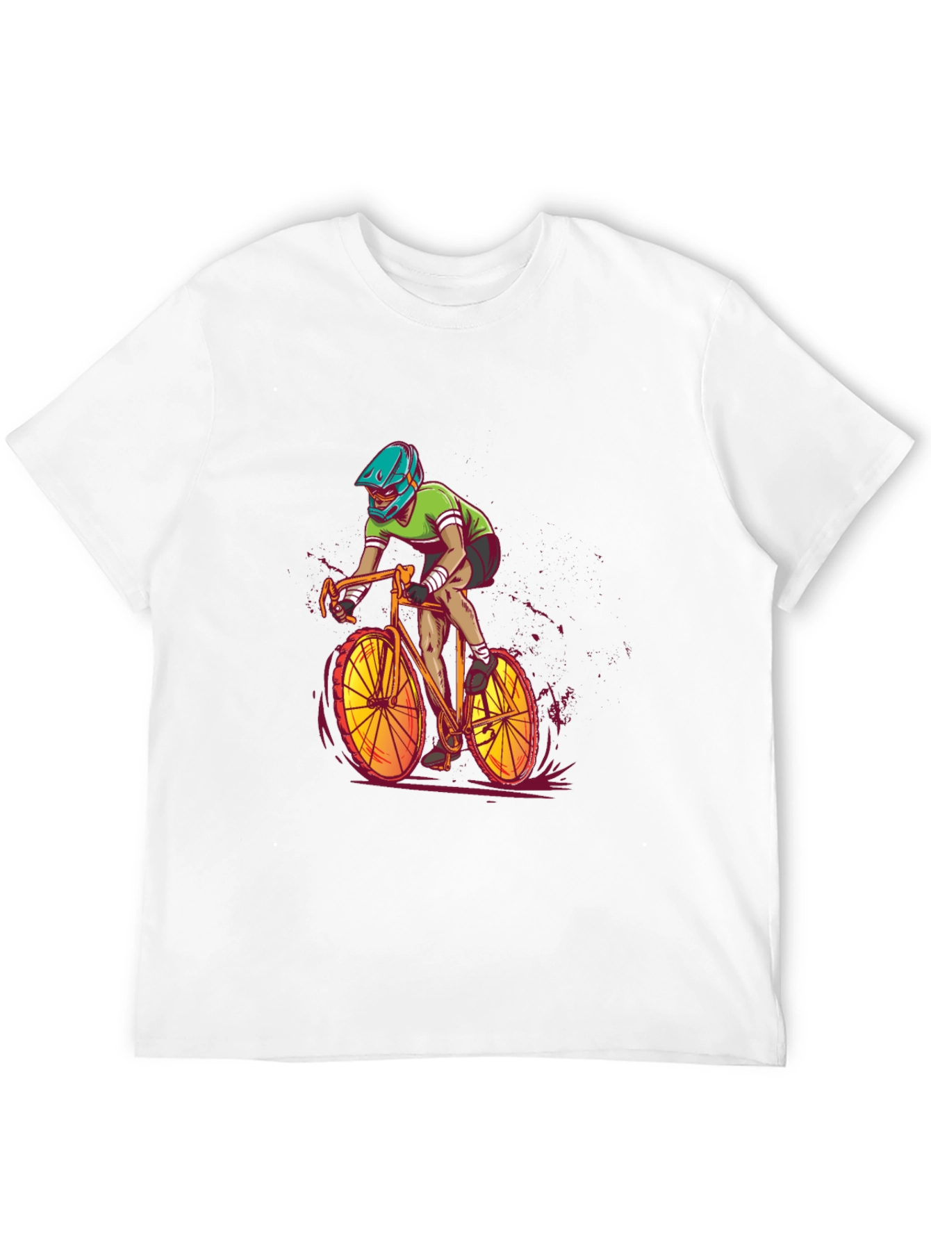 Camiseta Negra con Diseño de Ciclista Intrépido