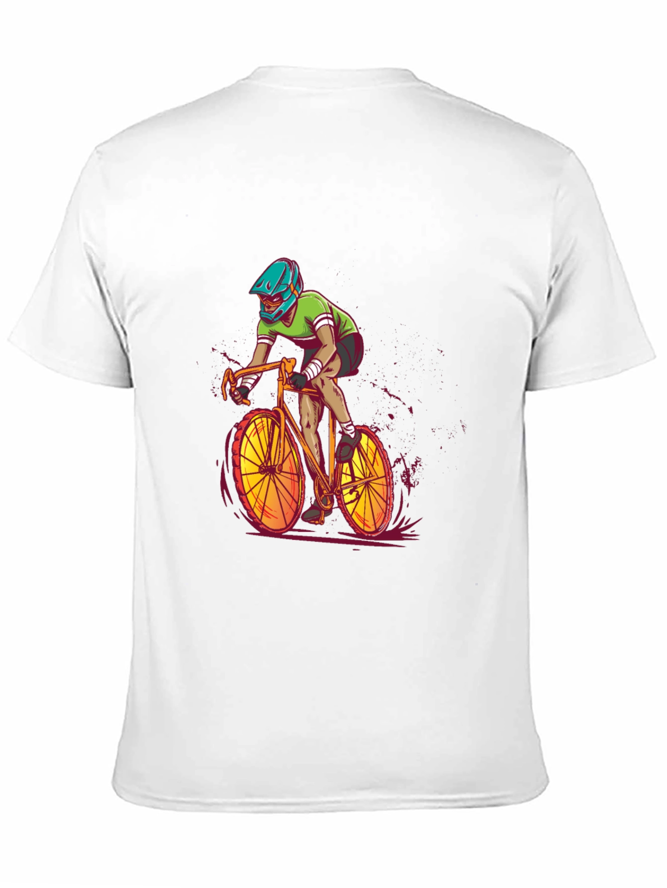 Camiseta Negra con Diseño de Ciclista Intrépido
