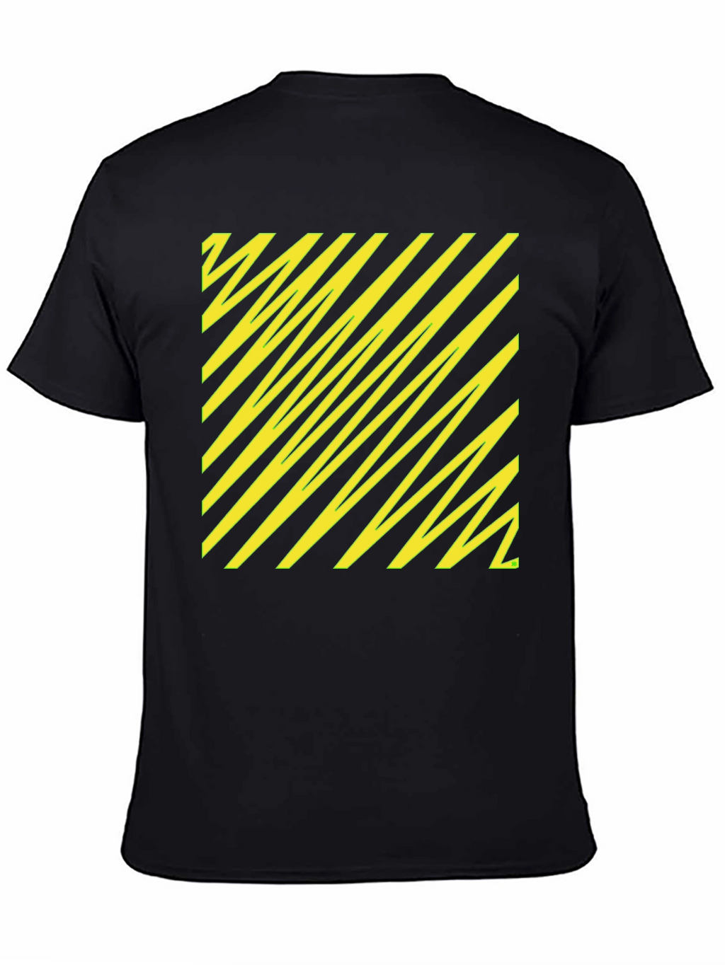 Camiseta Negra con Diseño Abstracto Amarillo