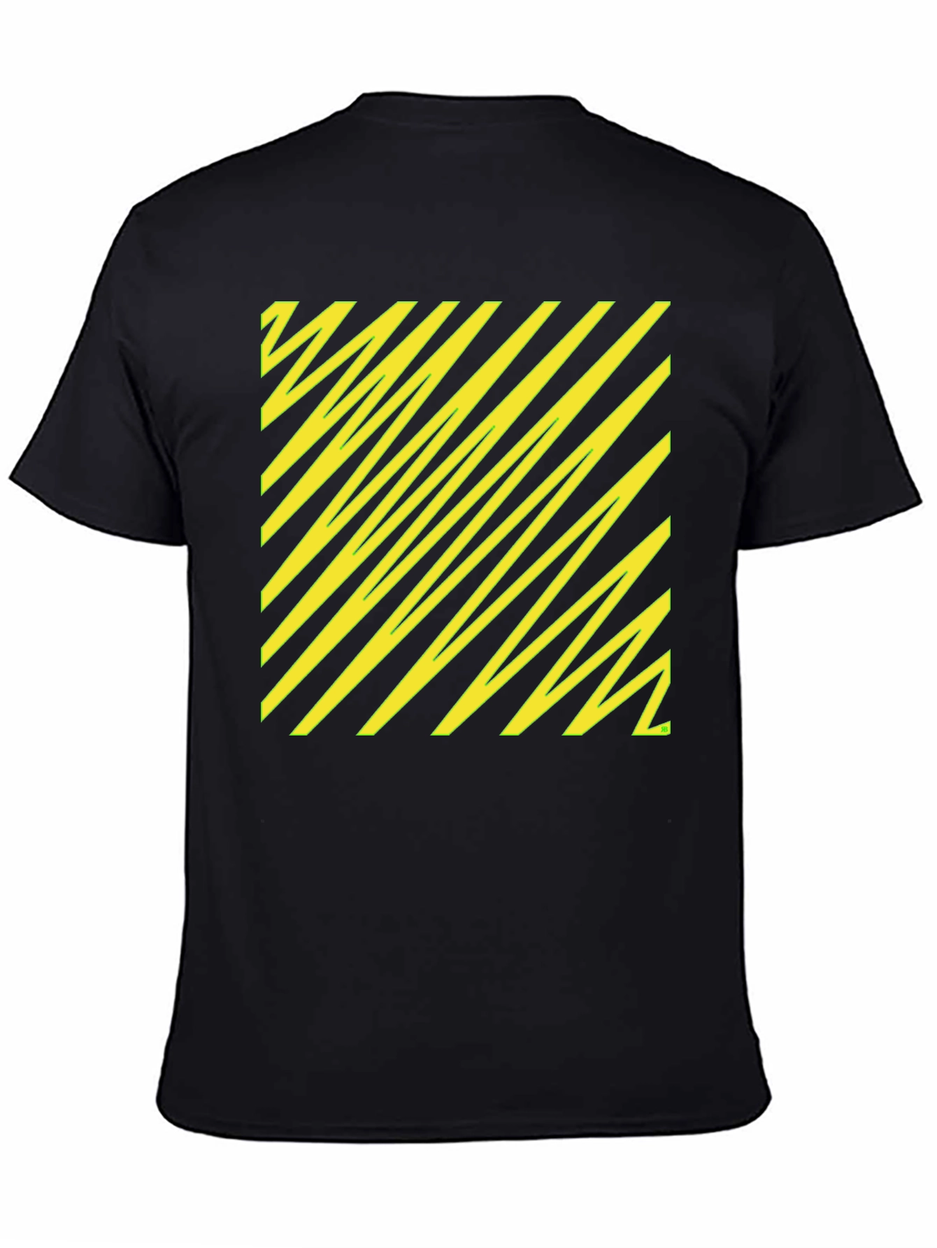 Camiseta Negra con Diseño Abstracto Amarillo