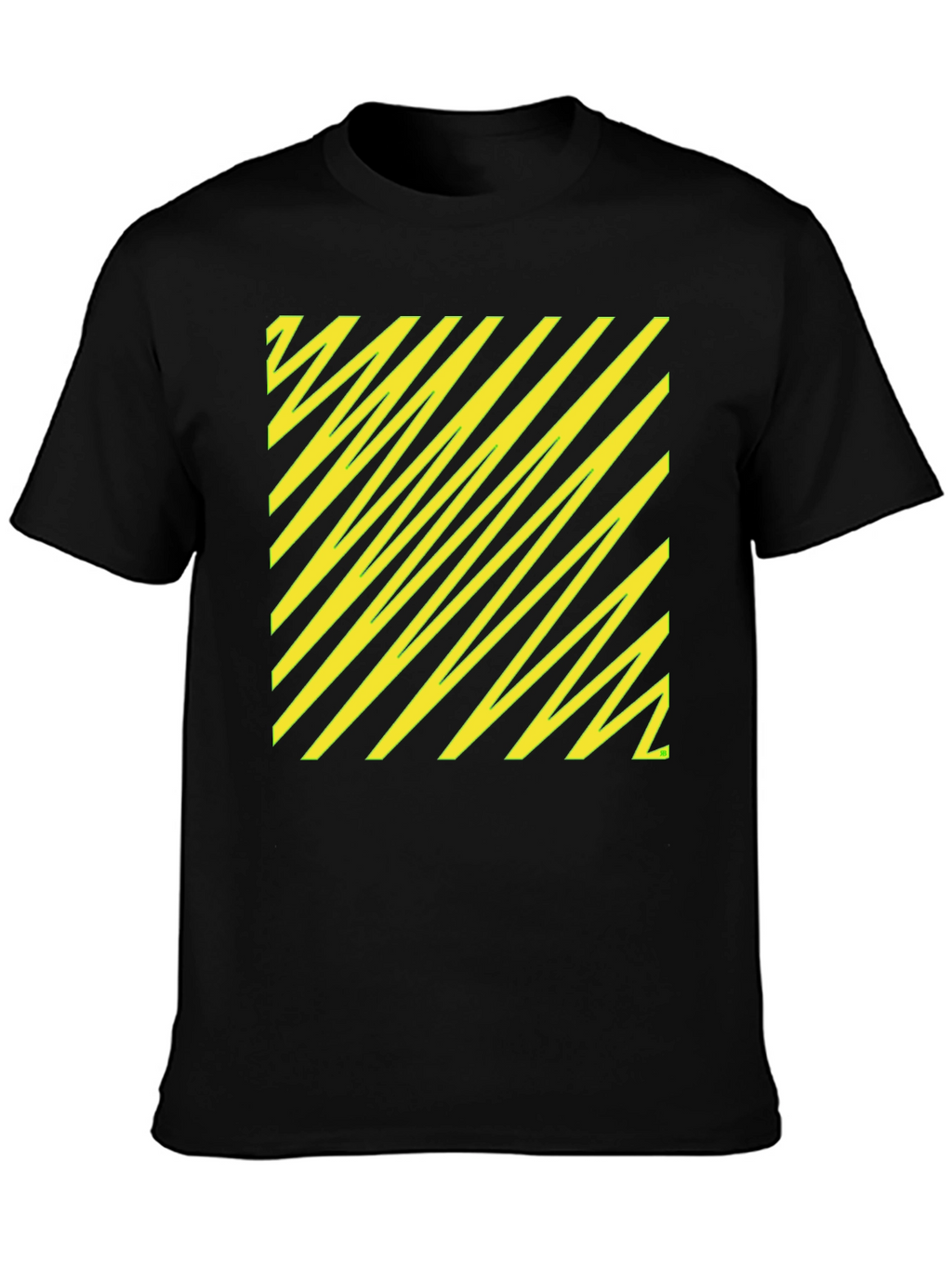 Camiseta Negra con Diseño Abstracto Amarillo