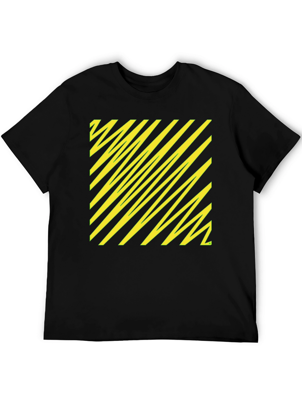 Camiseta Negra con Diseño Abstracto Amarillo