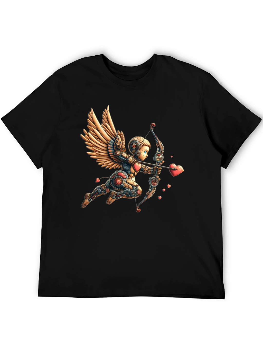 Camiseta Negra con Cupido Robot