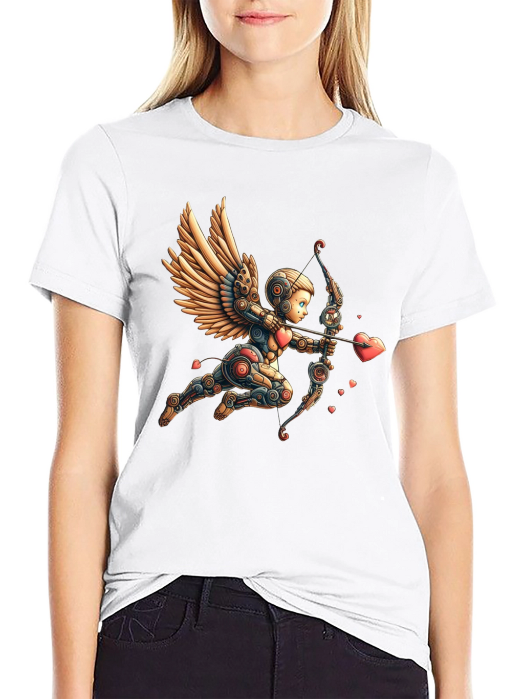 Camiseta Negra con Cupido Robot