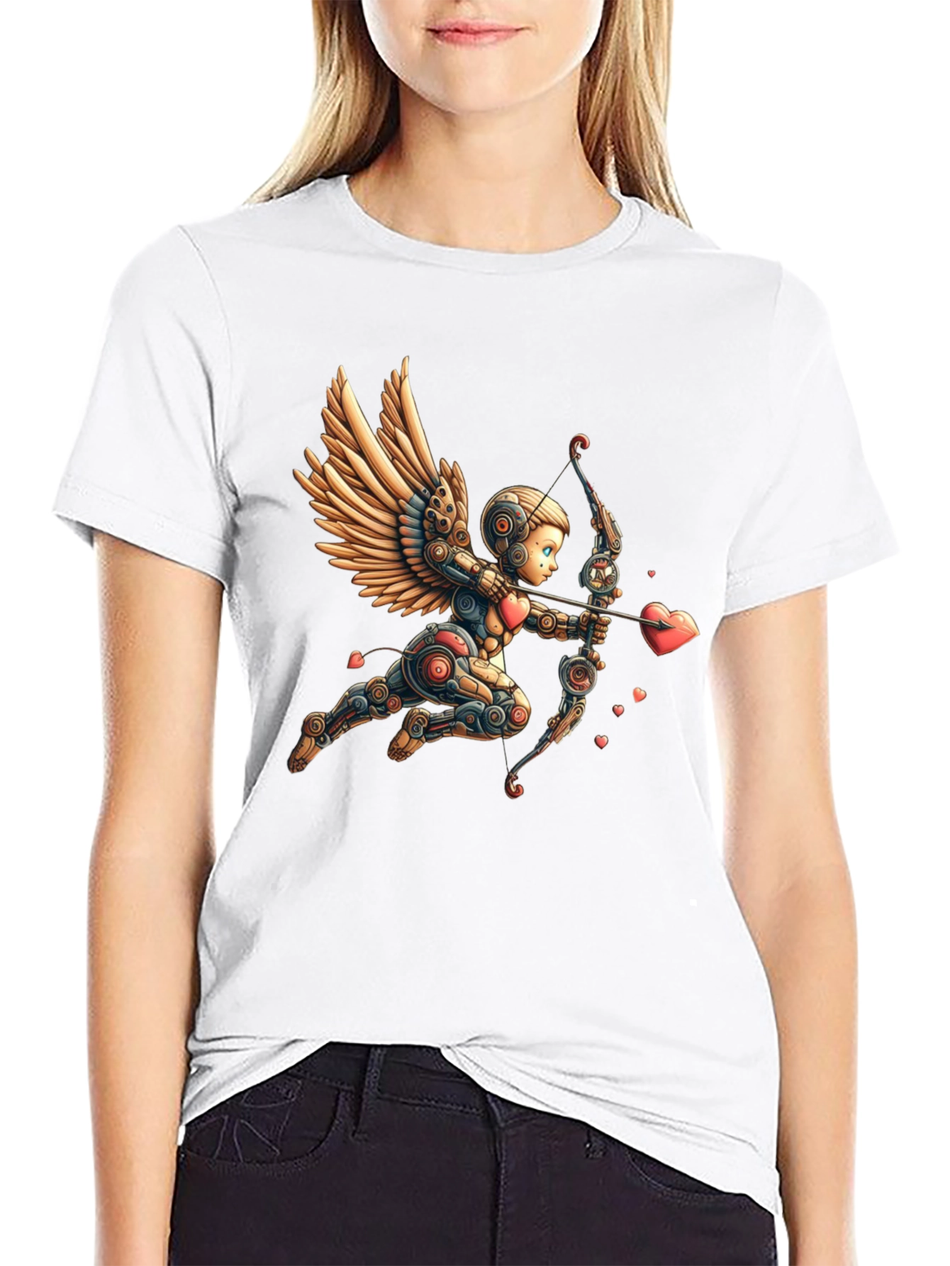 Camiseta Negra con Cupido Robot