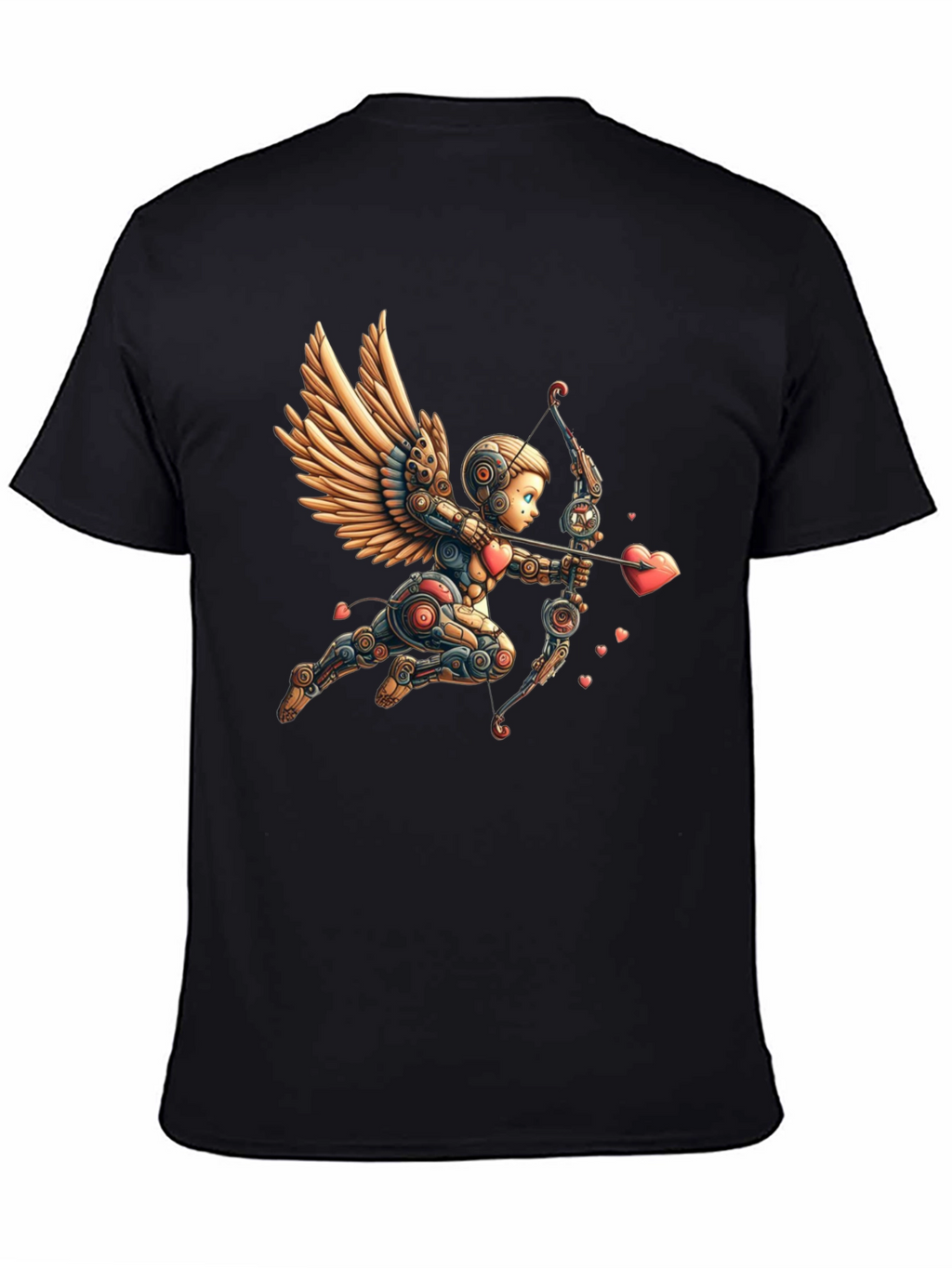 Camiseta Negra con Cupido Robot