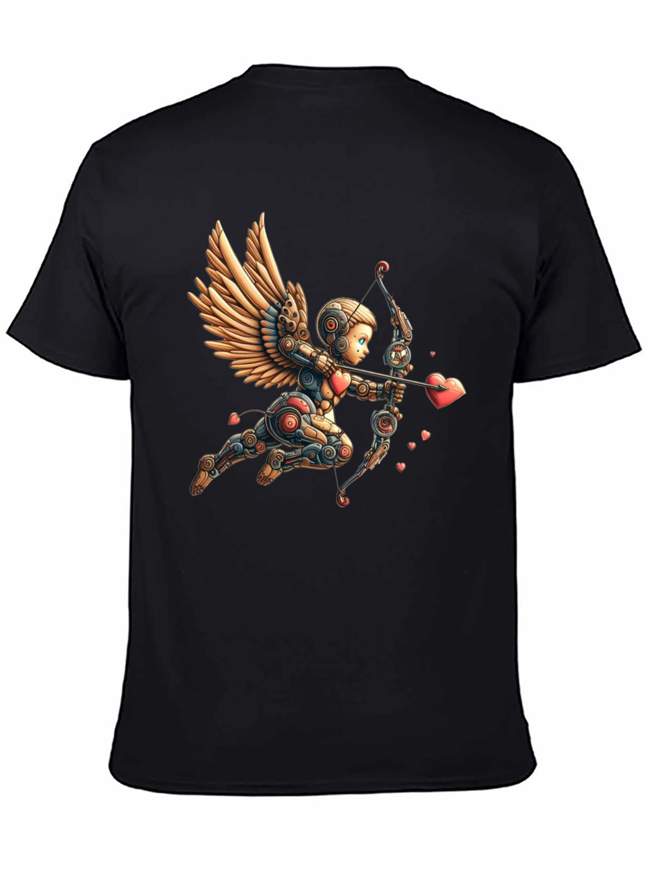 Camiseta Negra con Cupido Robot