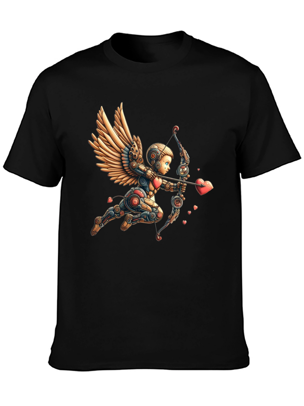 Camiseta Negra con Cupido Robot