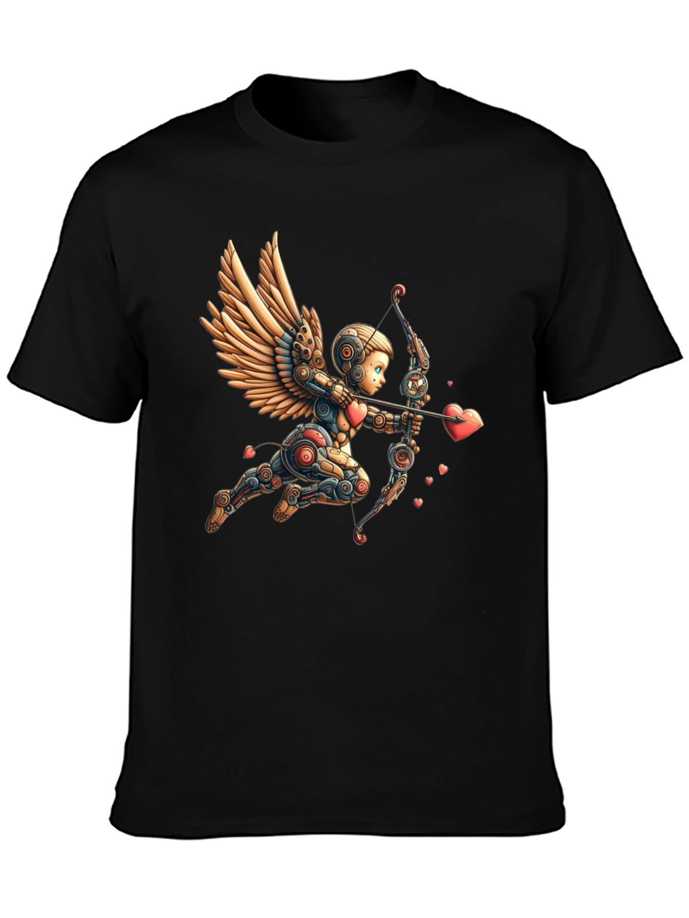 Camiseta Negra con Cupido Robot
