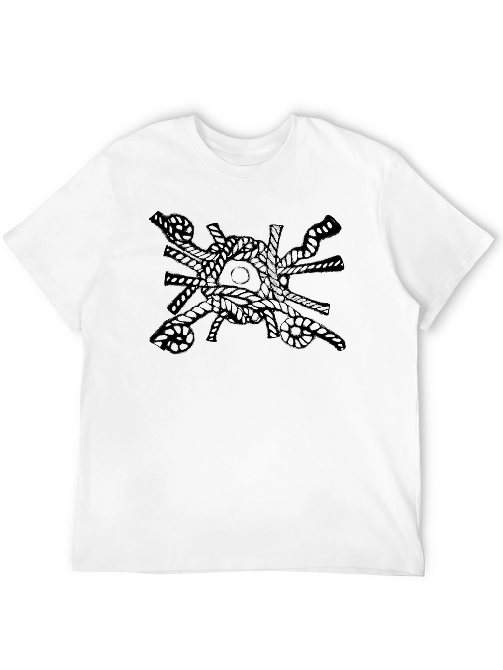 Camiseta Negra con Diseño de Cuerdas Náuticas