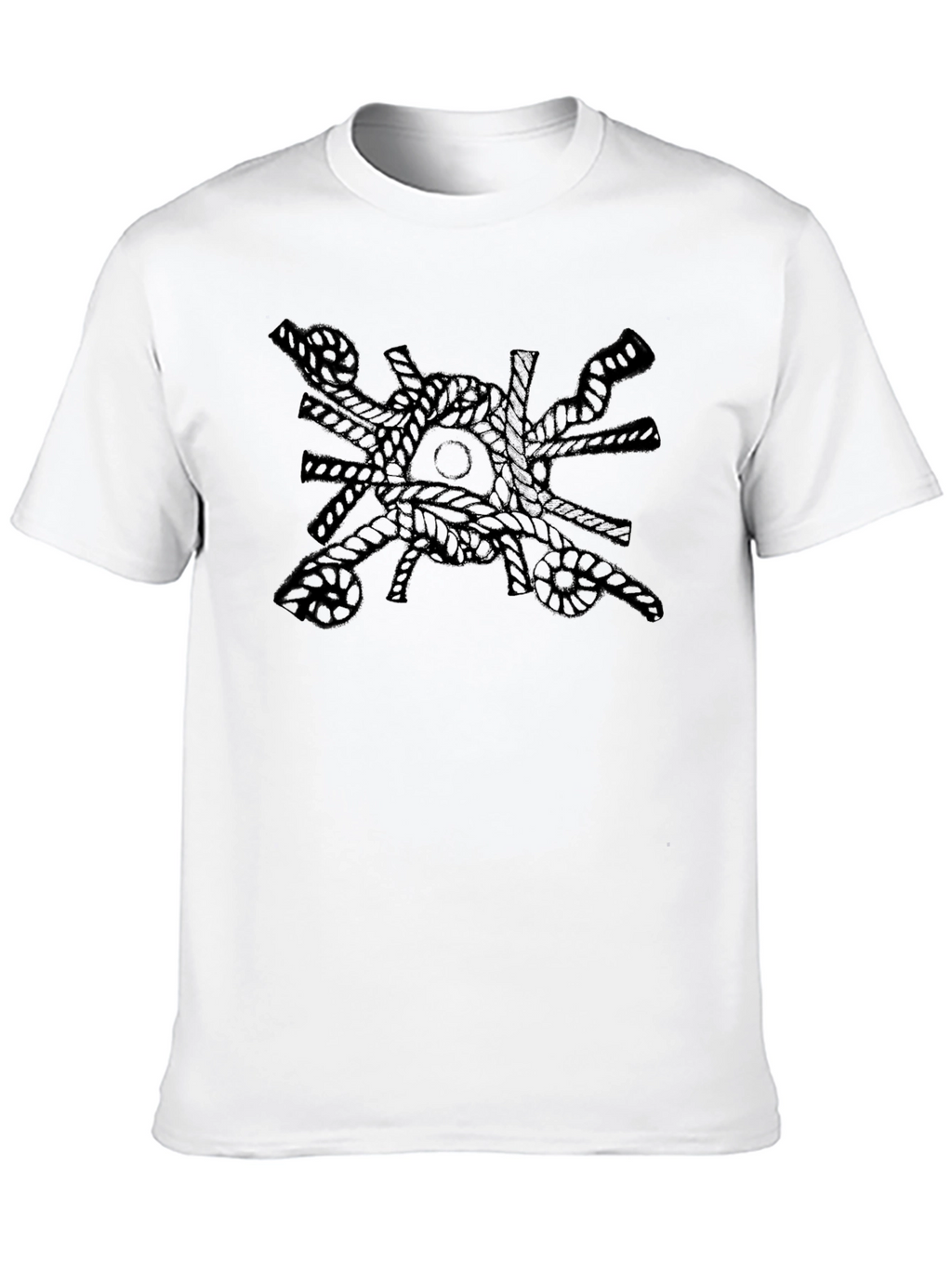 Camiseta Negra con Diseño de Cuerdas Náuticas