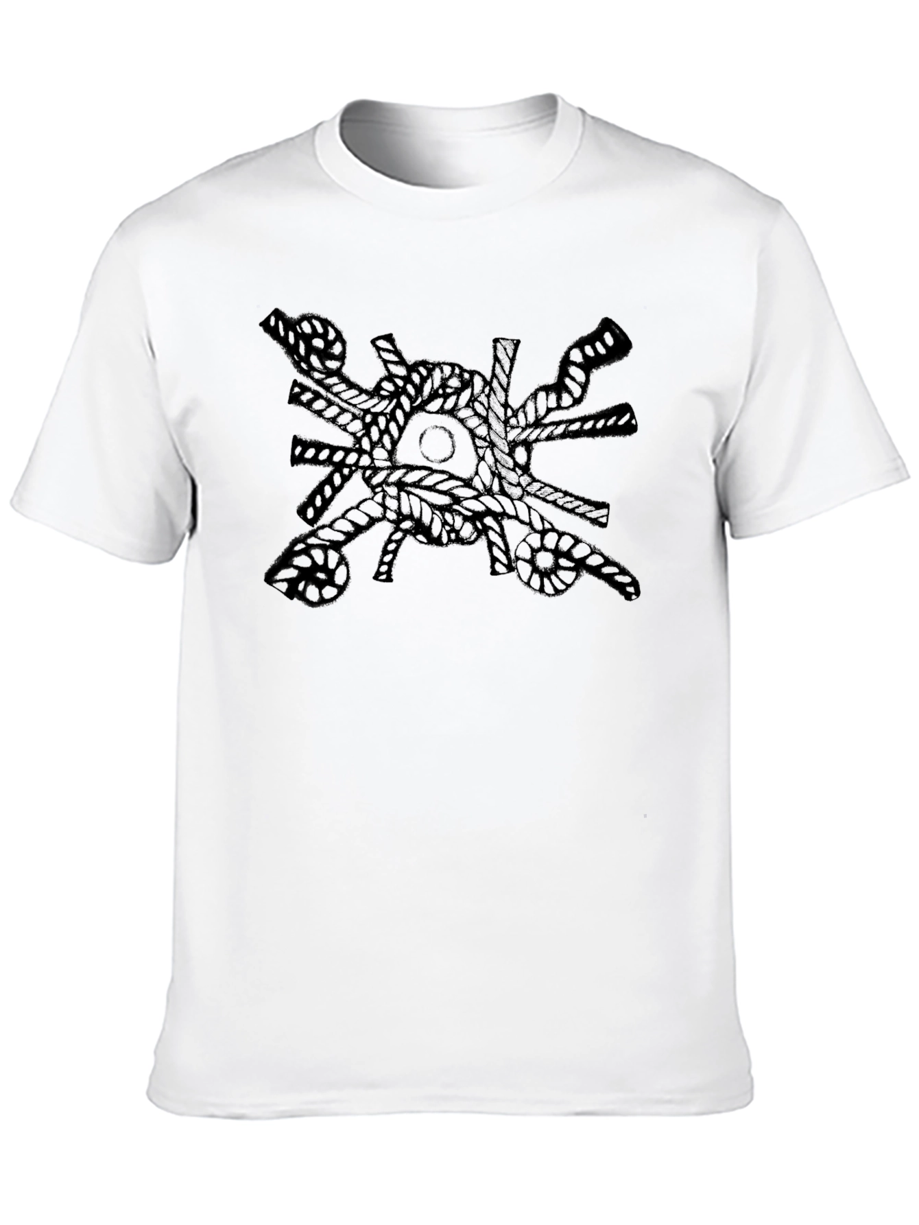 Camiseta Negra con Diseño de Cuerdas Náuticas