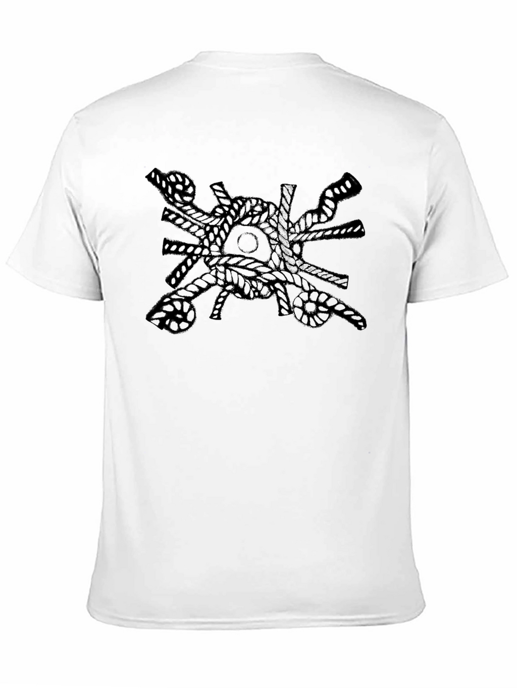 Camiseta Negra con Diseño de Cuerdas Náuticas