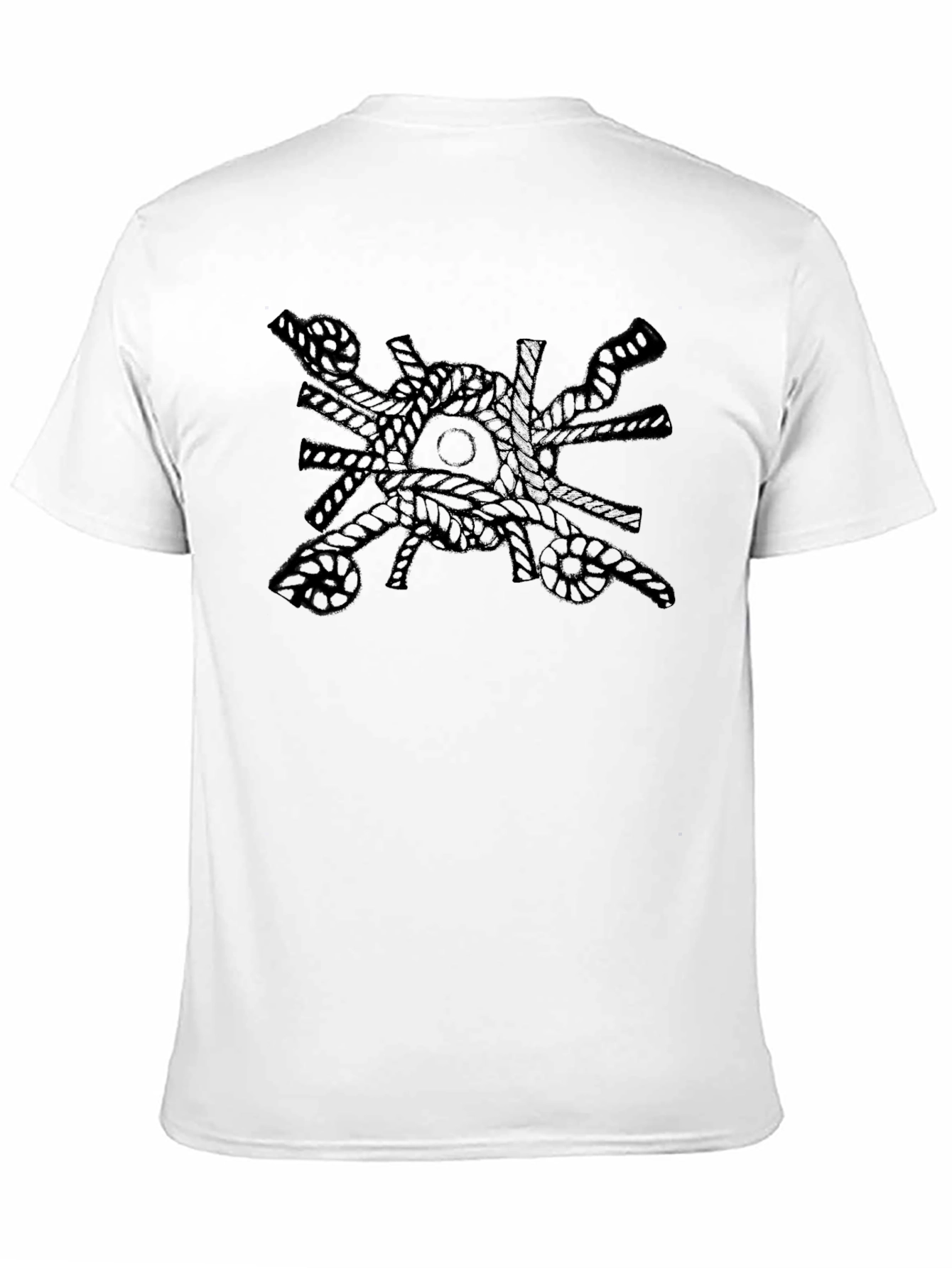 Camiseta Negra con Diseño de Cuerdas Náuticas