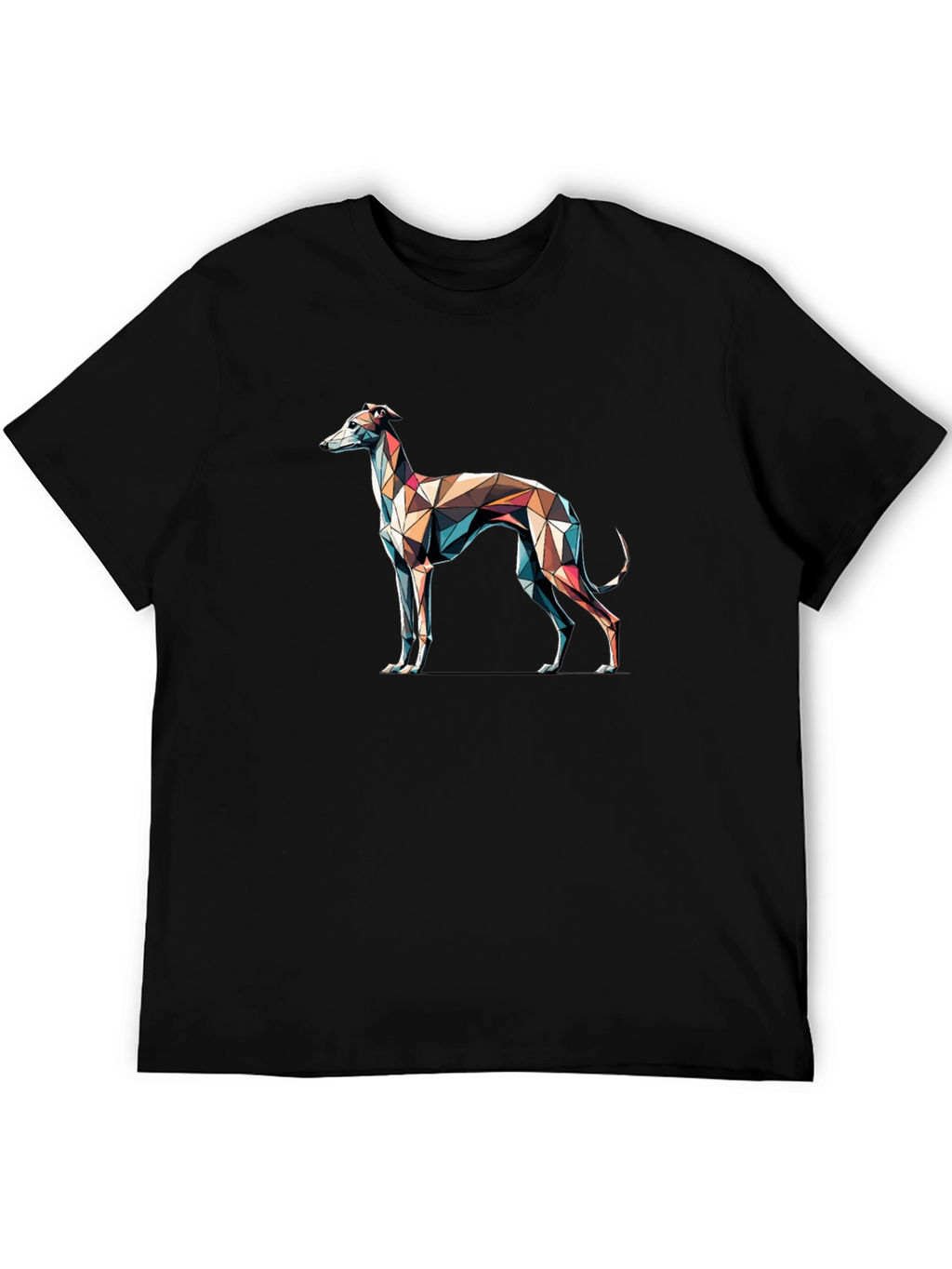 Camiseta Negra con Diseño de Galgo Geométrico