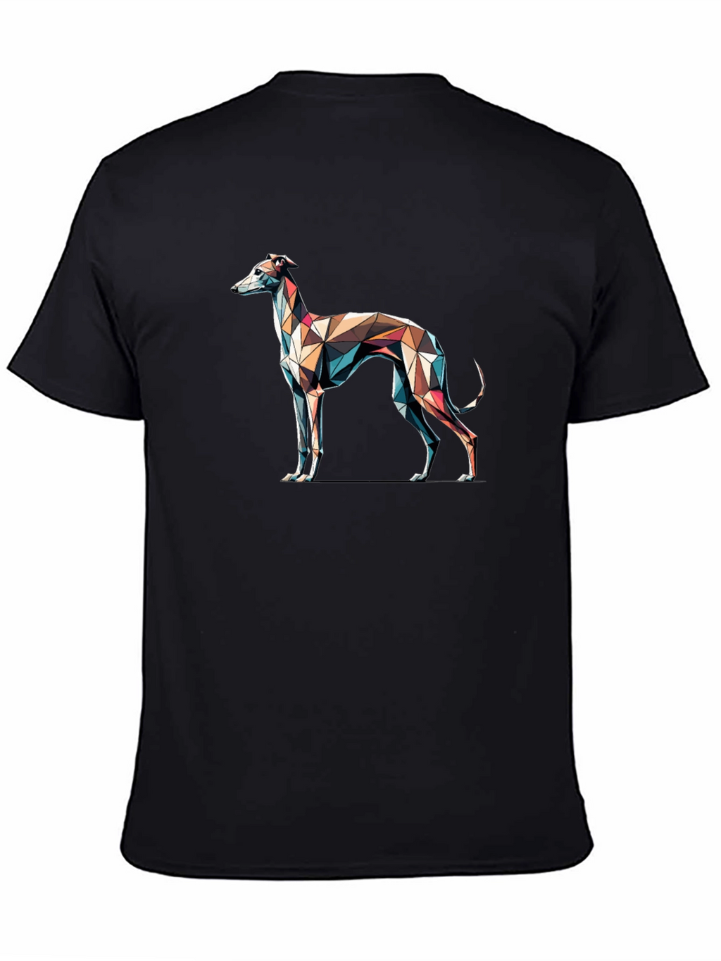 Camiseta Negra con Diseño de Galgo Geométrico