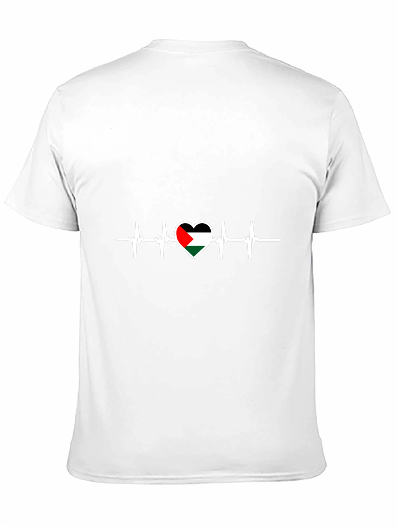 Camiseta Negra con Corazón de Palestina y Latido
