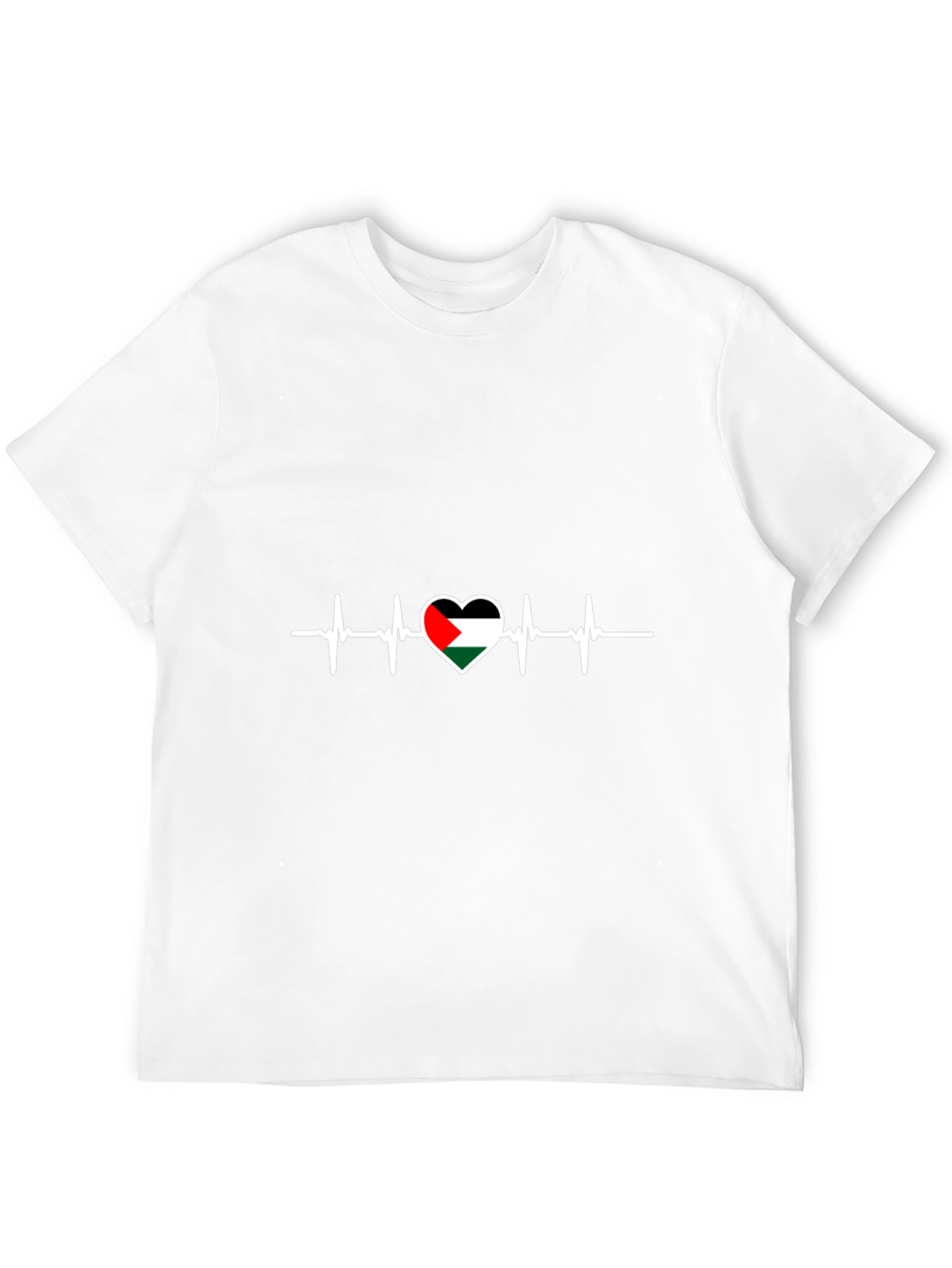 Camiseta Negra con Corazón de Palestina y Latido