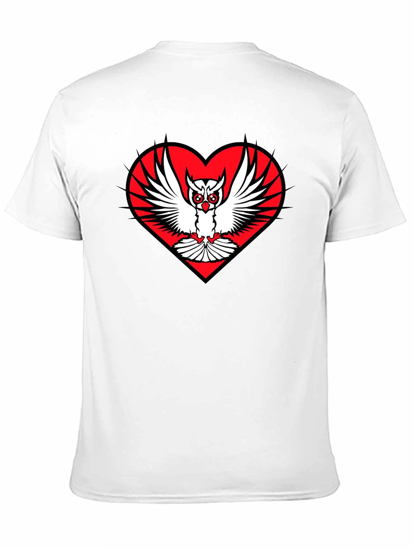 Camiseta Negra con Diseño de Búho en Corazón Rojo