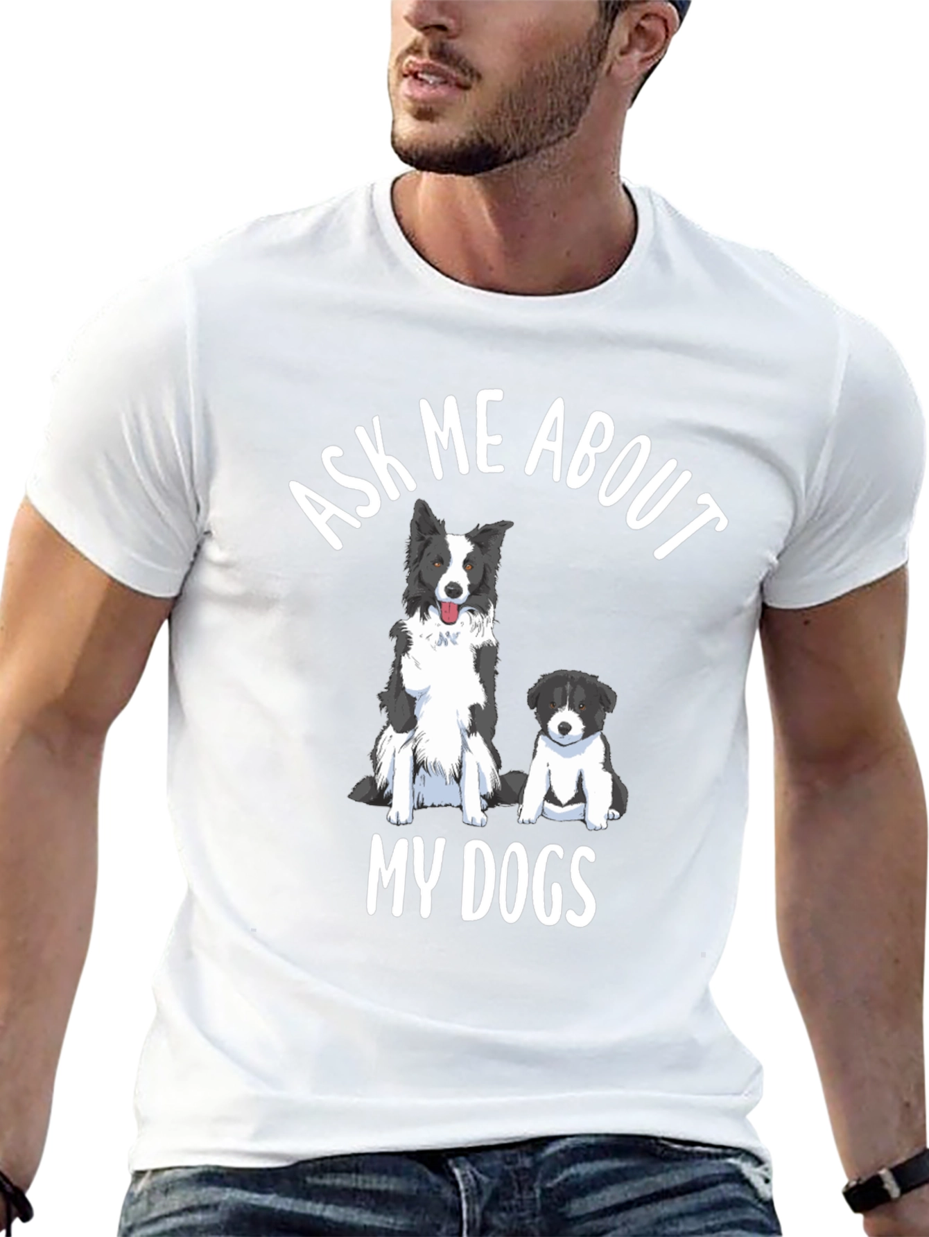 Camiseta Hombre Pregúntame Por Mis Perros Algodón