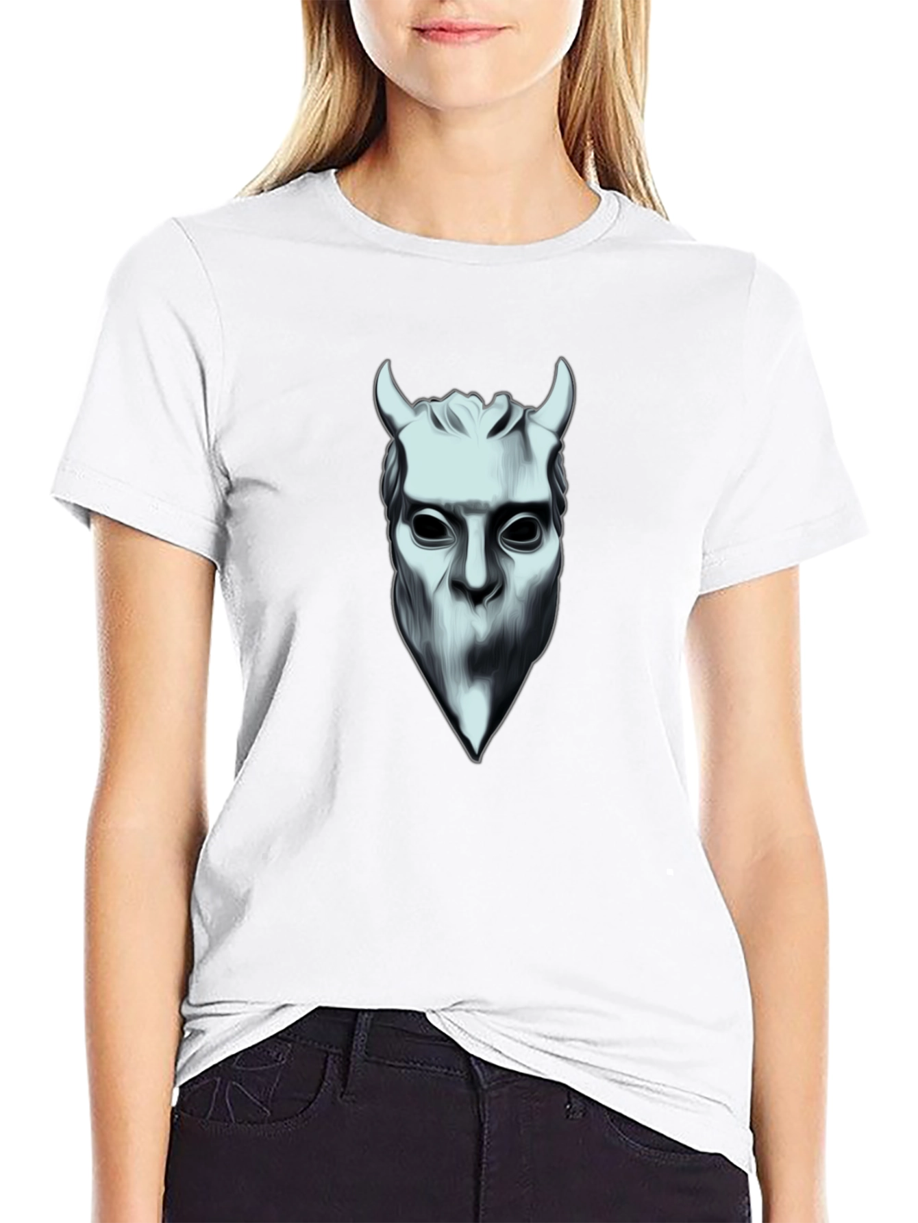 Camiseta Hombre Diseño Diablo Blanco y Negro