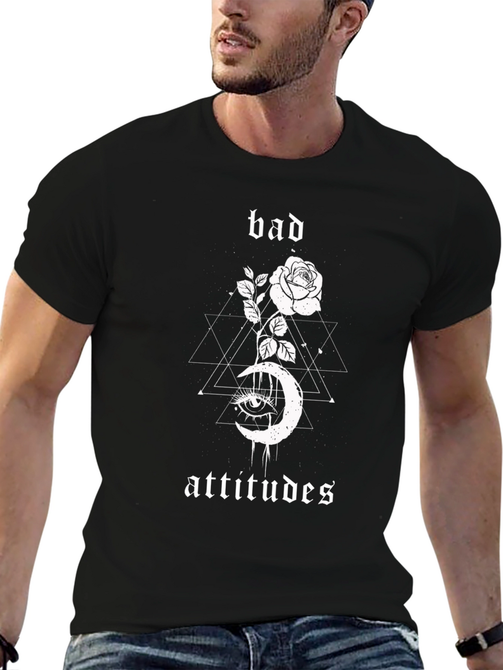 Camiseta Negra Bad Attitudes Diseño Gótico