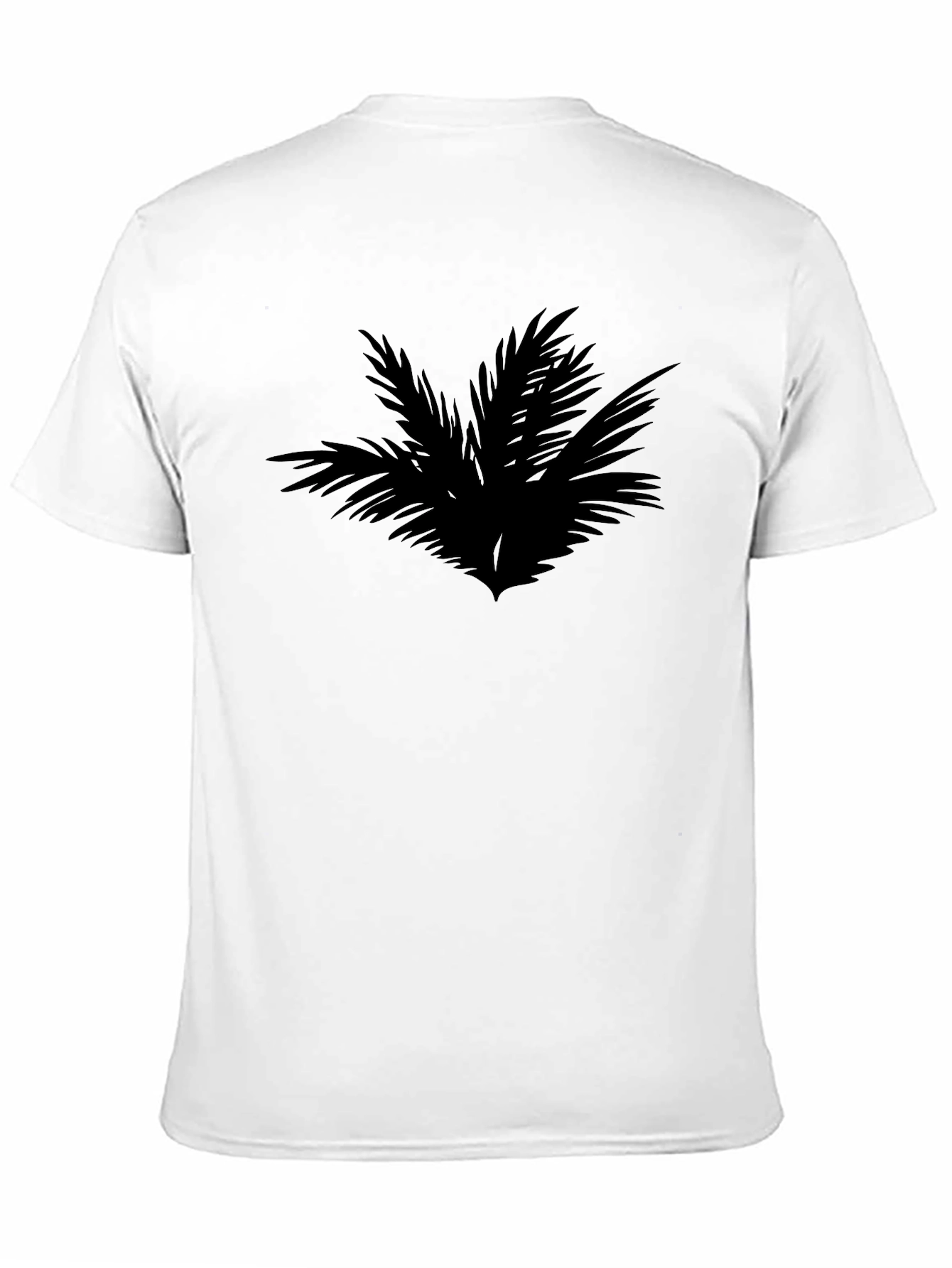 Camiseta Negra con Diseño Abstracto de Hojas