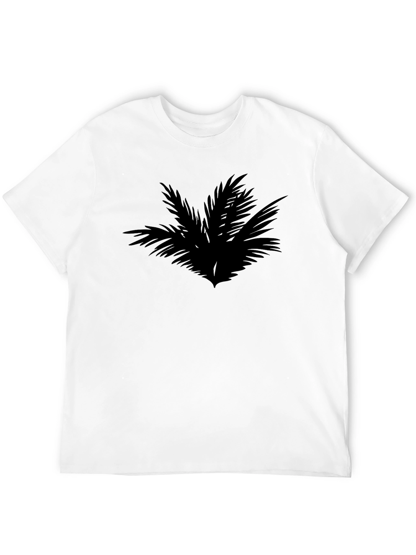 Camiseta Negra con Diseño Abstracto de Hojas