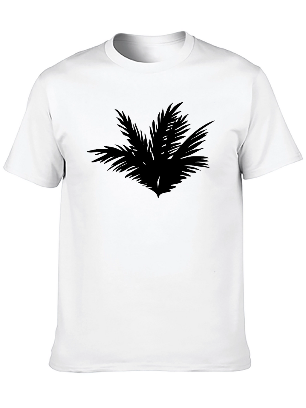 Camiseta Negra con Diseño Abstracto de Hojas