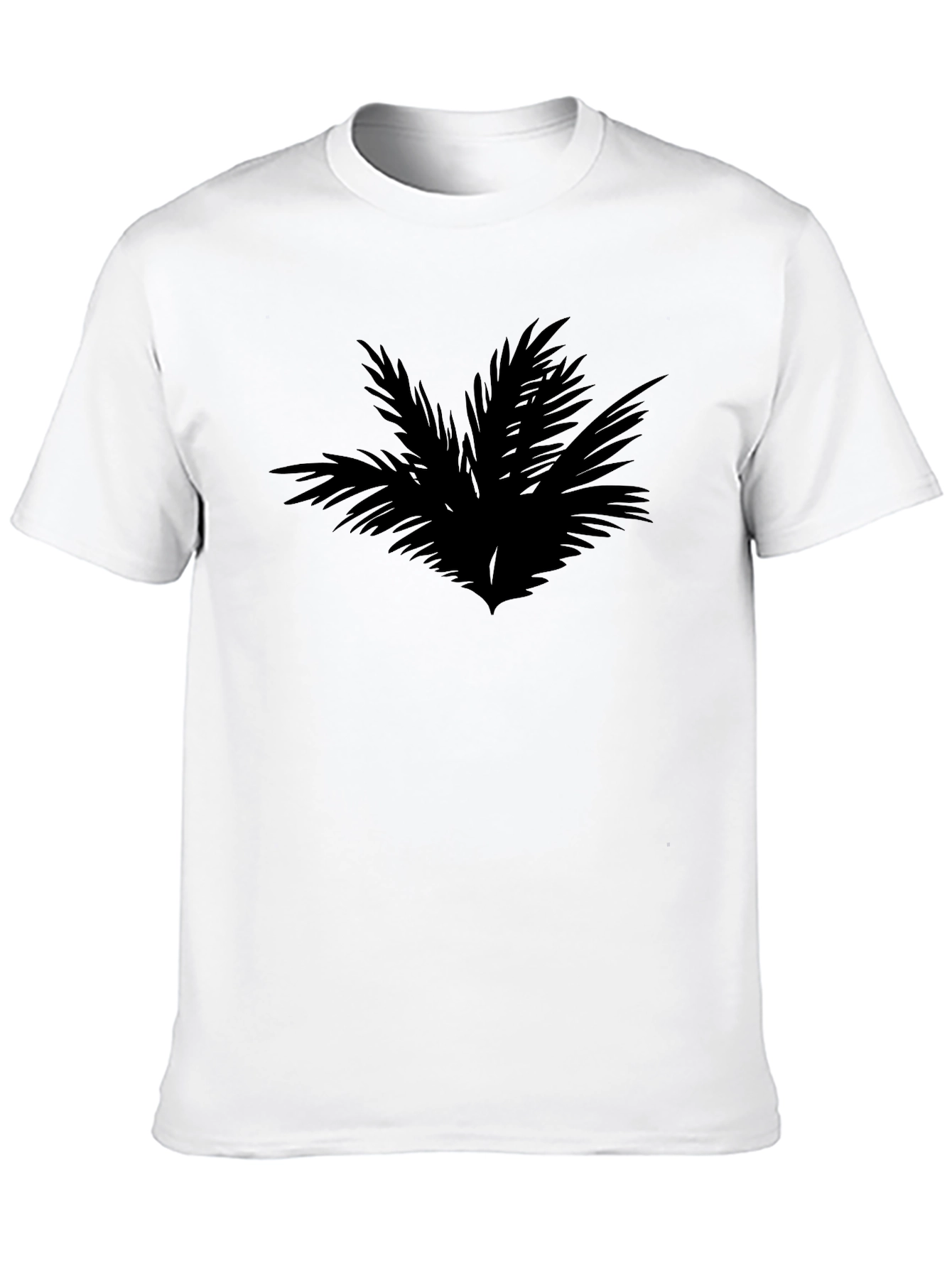 Camiseta Negra con Diseño Abstracto de Hojas
