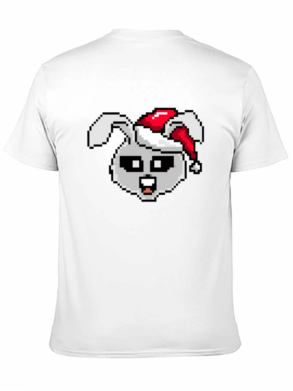 Camiseta Negra con Conejo Navideño Pixelado