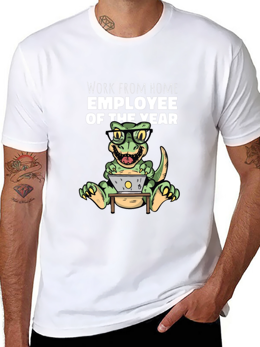 Camiseta Hombre Work From Home Dinosaur