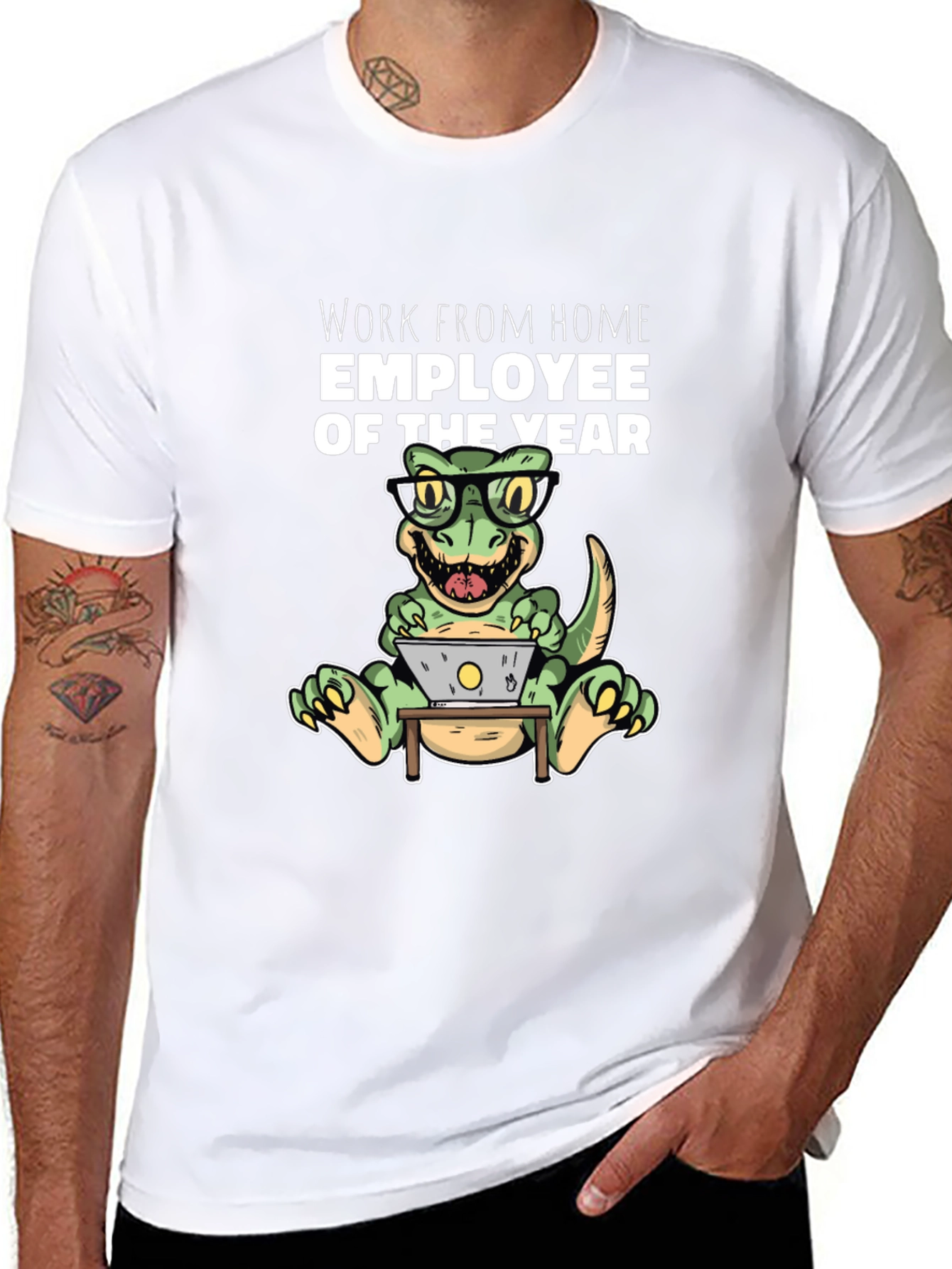 Camiseta Hombre Work From Home Dinosaur