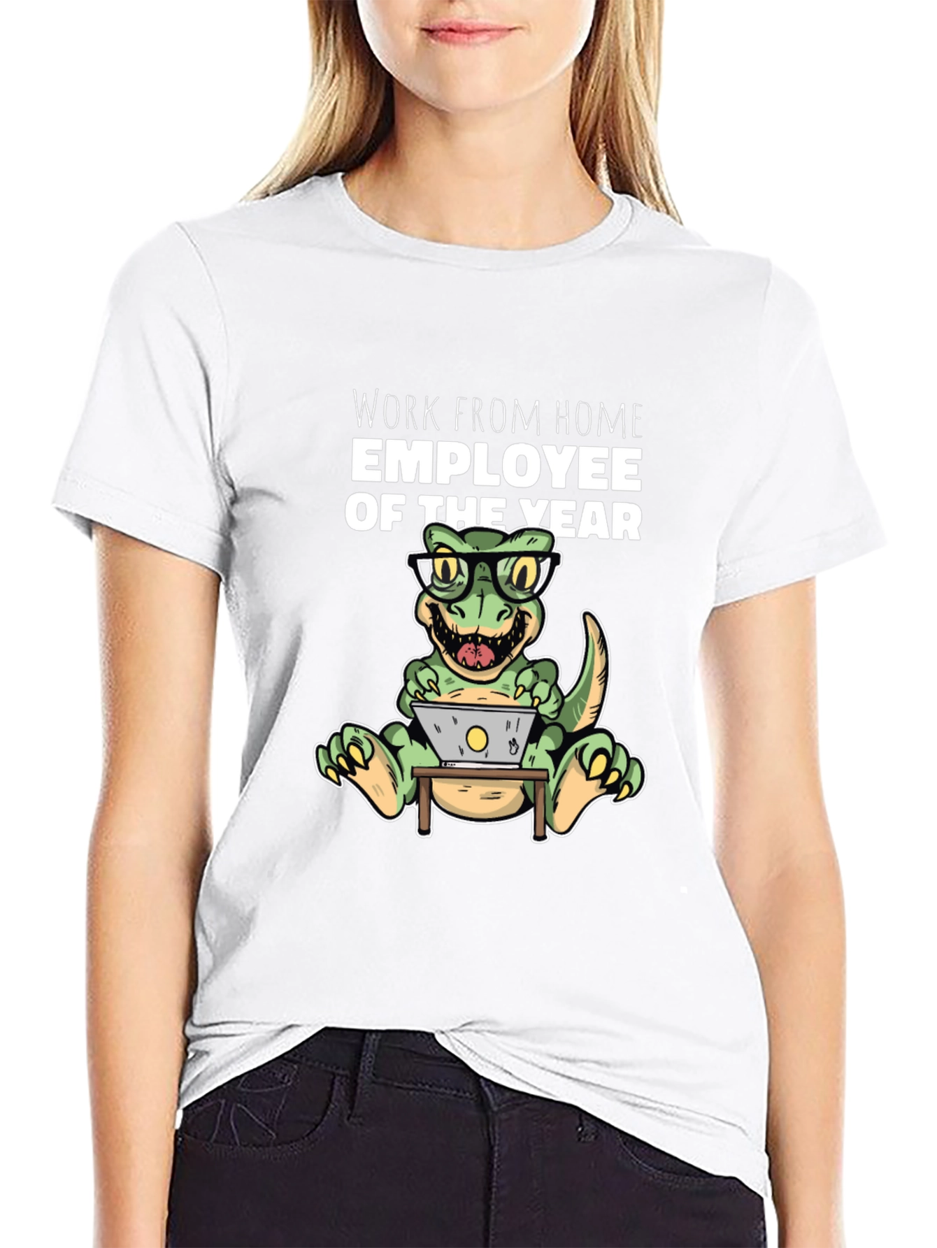 Camiseta Hombre Work From Home Dinosaur