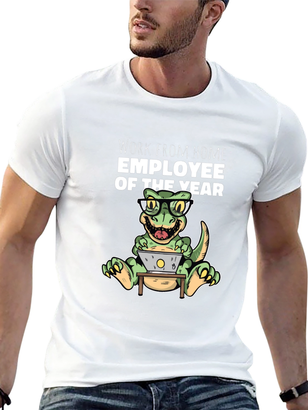 Camiseta Hombre Work From Home Dinosaur