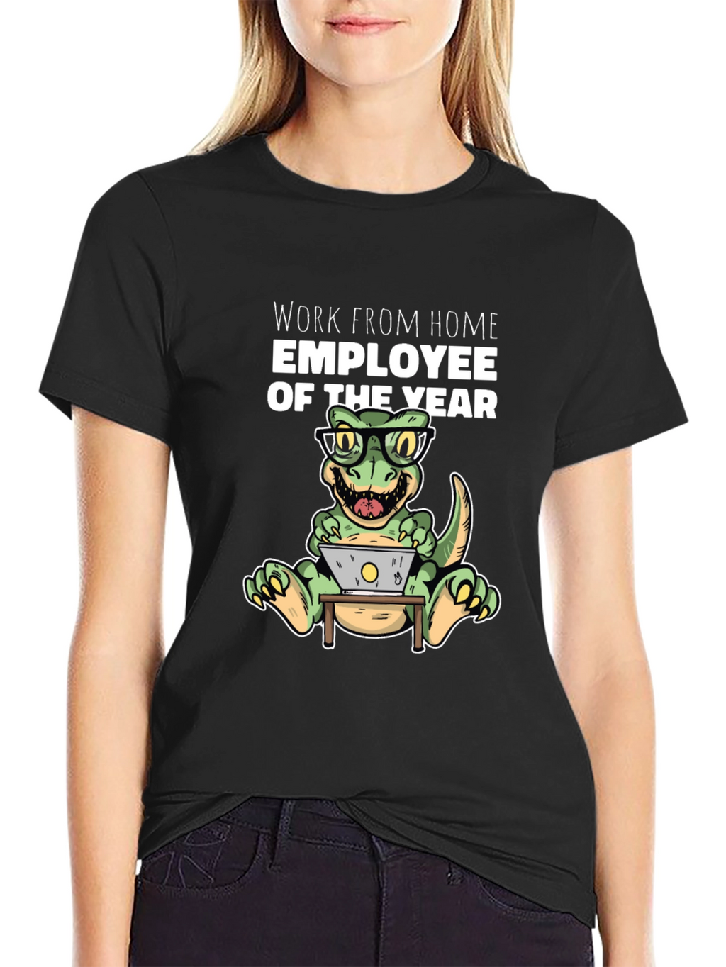 Camiseta Hombre Work From Home Dinosaur