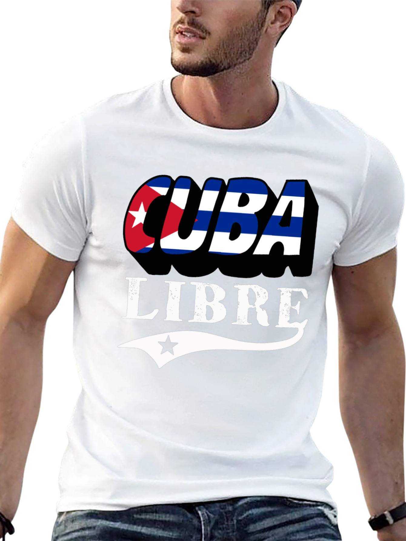 Camiseta Cuba Libre con Diseño de Bandera Cubana