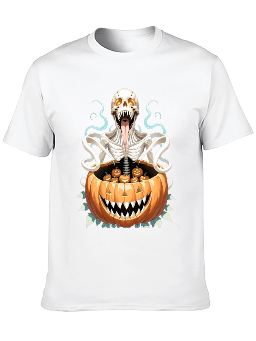Camiseta Halloween Calabaza y Esqueleto