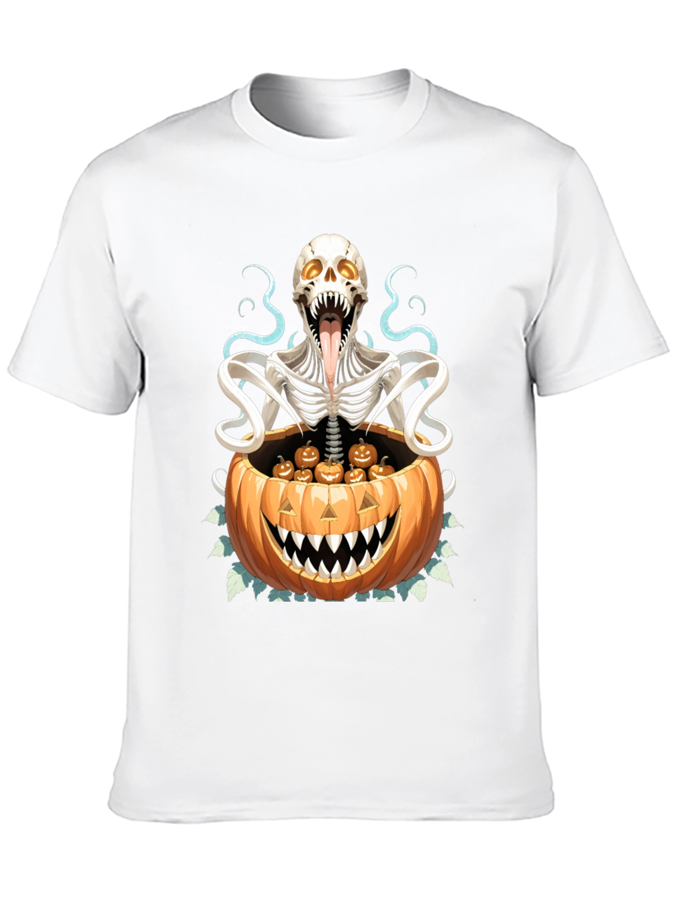 Camiseta Halloween Calabaza y Esqueleto
