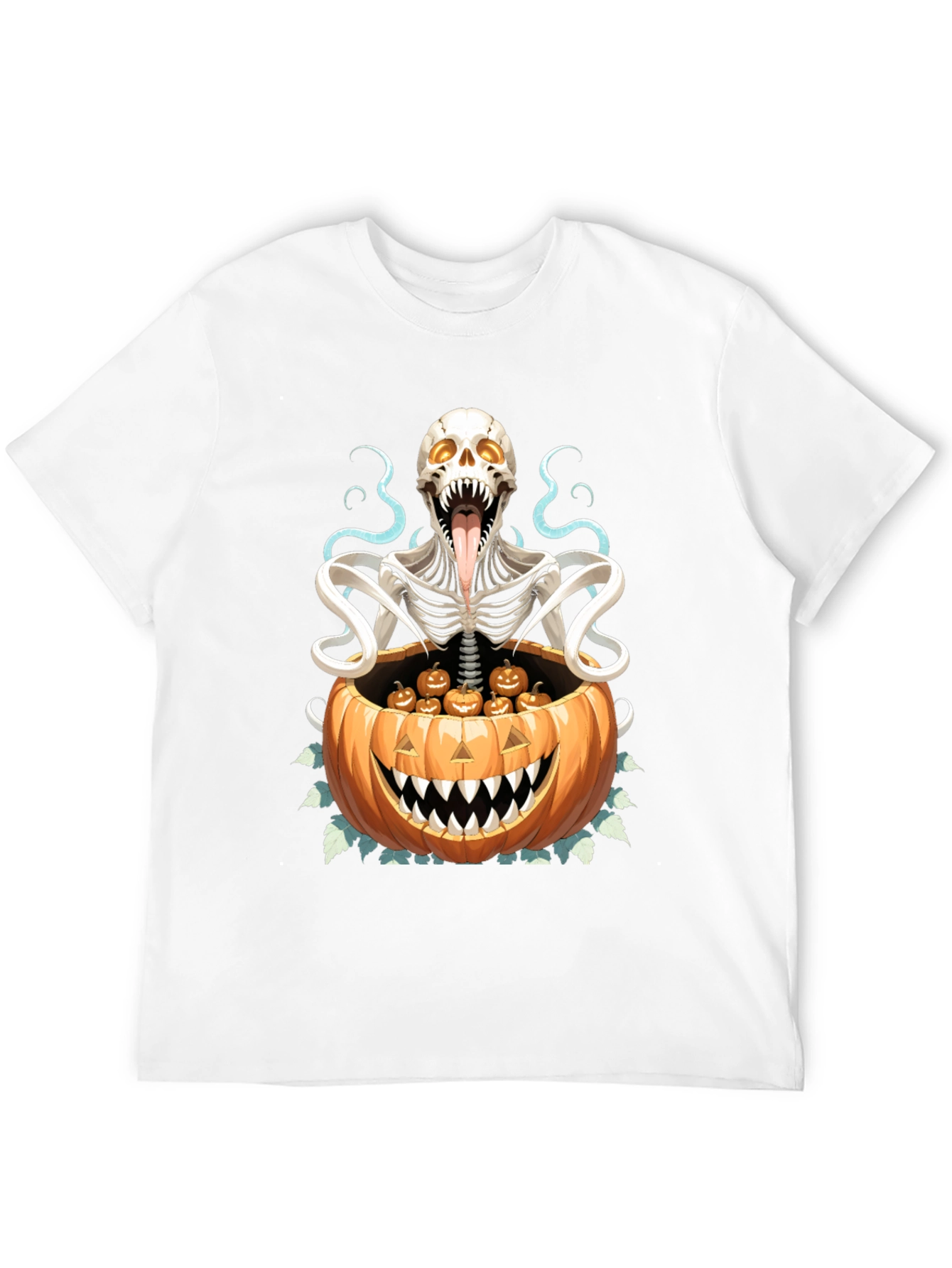 Camiseta Halloween Calabaza y Esqueleto