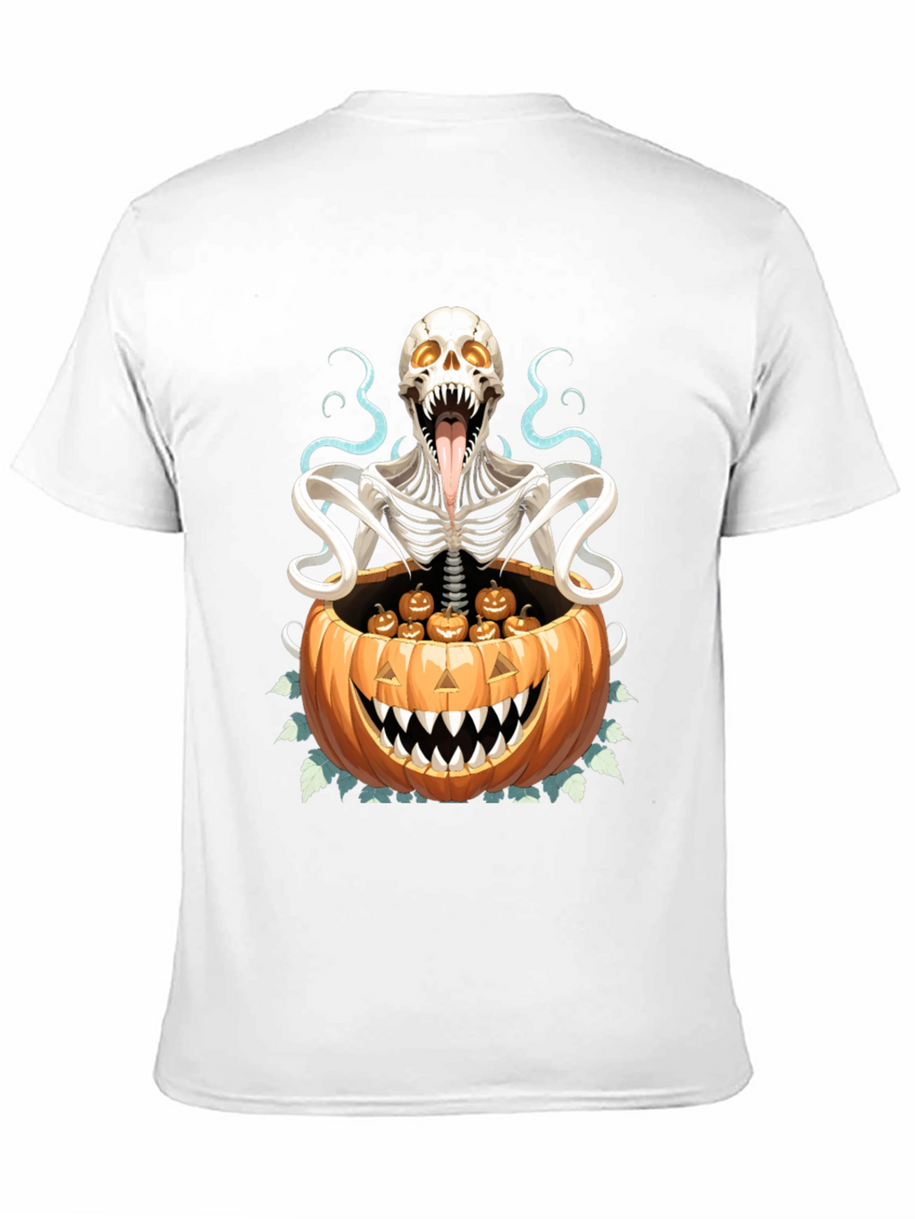 Camiseta Halloween Calabaza y Esqueleto
