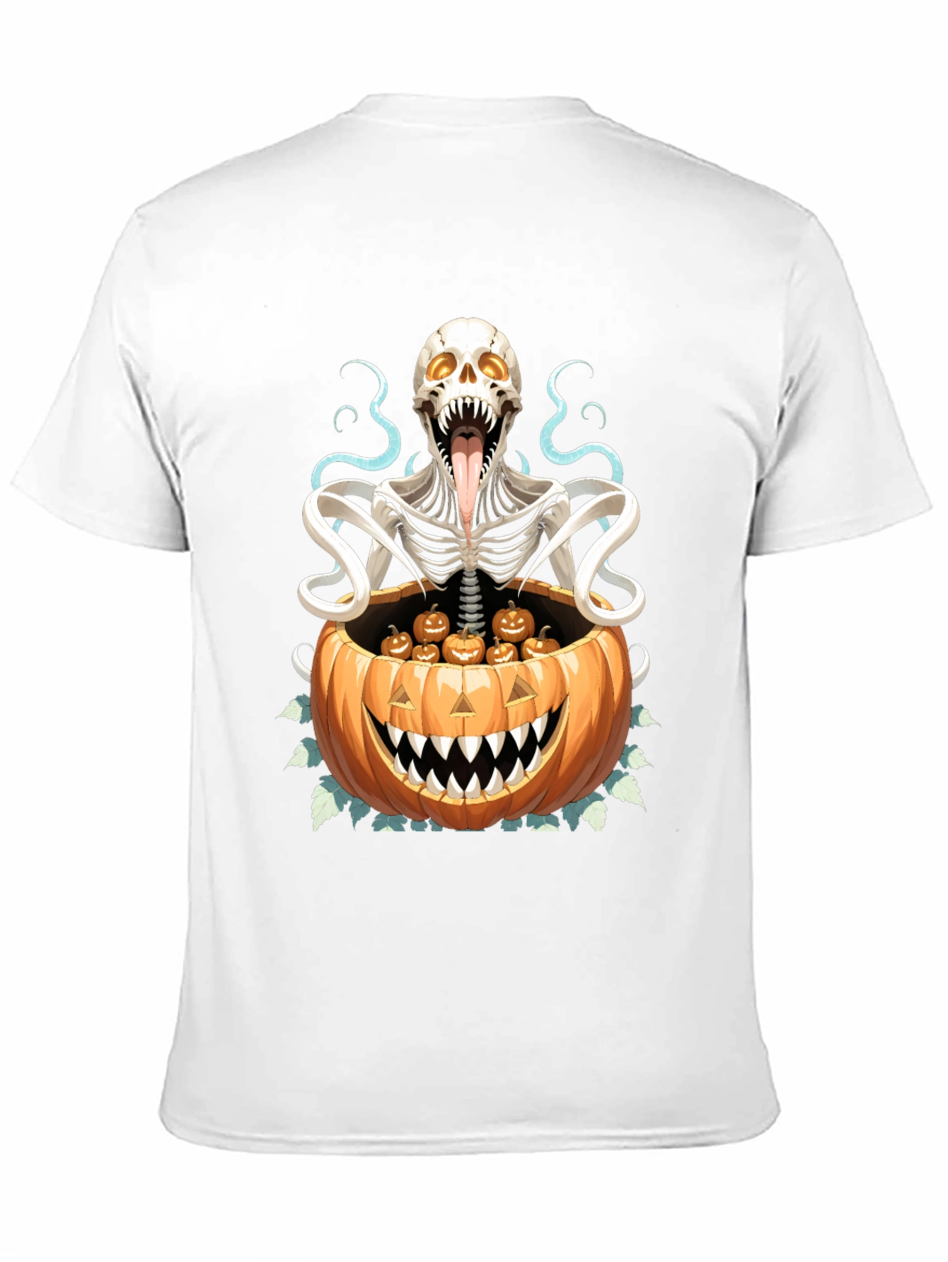 Camiseta Halloween Calabaza y Esqueleto