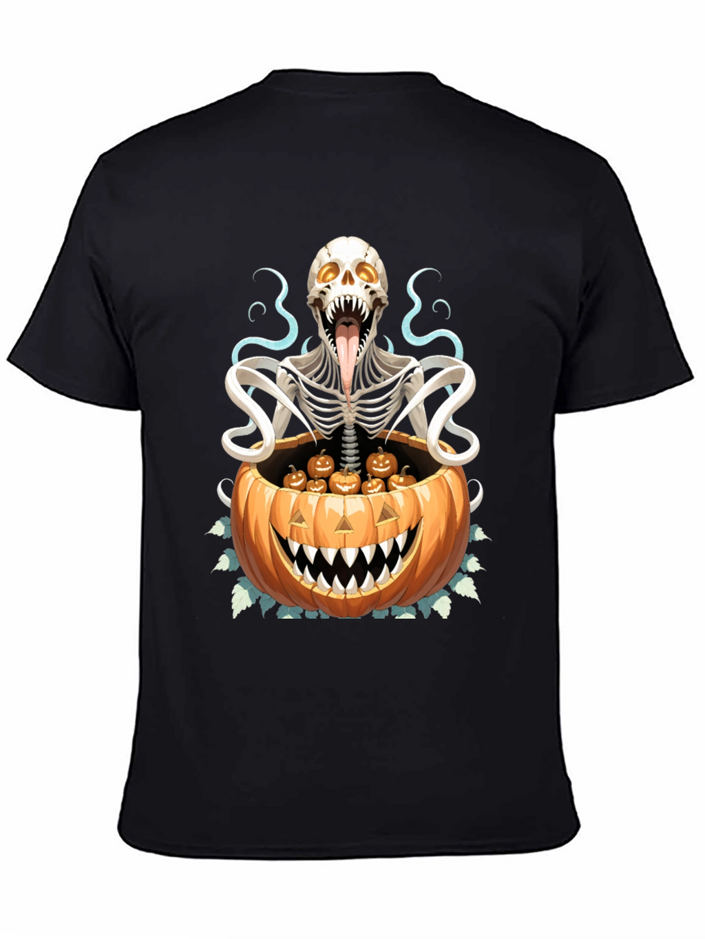 Camiseta Halloween Calabaza y Esqueleto