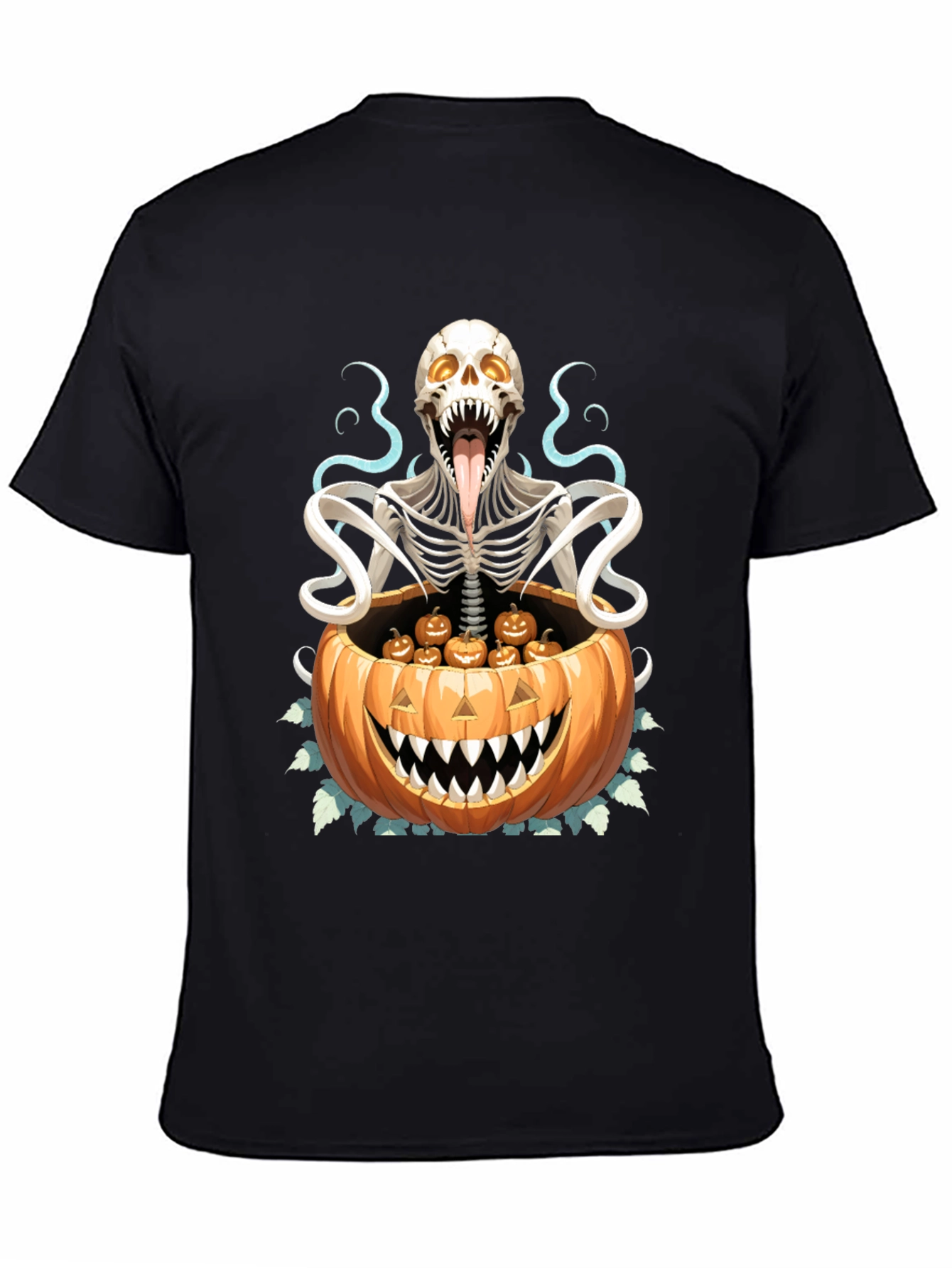 Camiseta Halloween Calabaza y Esqueleto