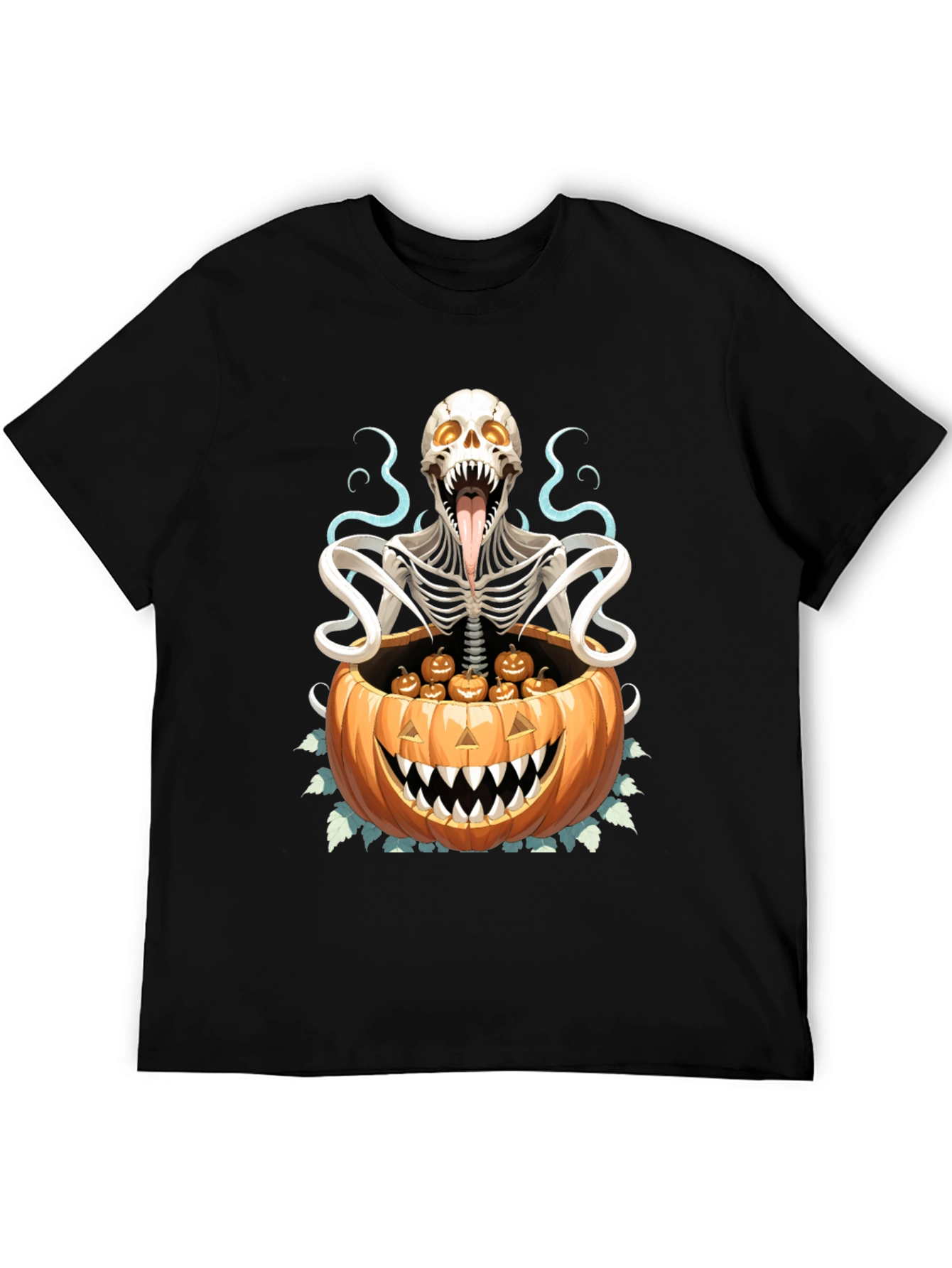 Camiseta Halloween Calabaza y Esqueleto