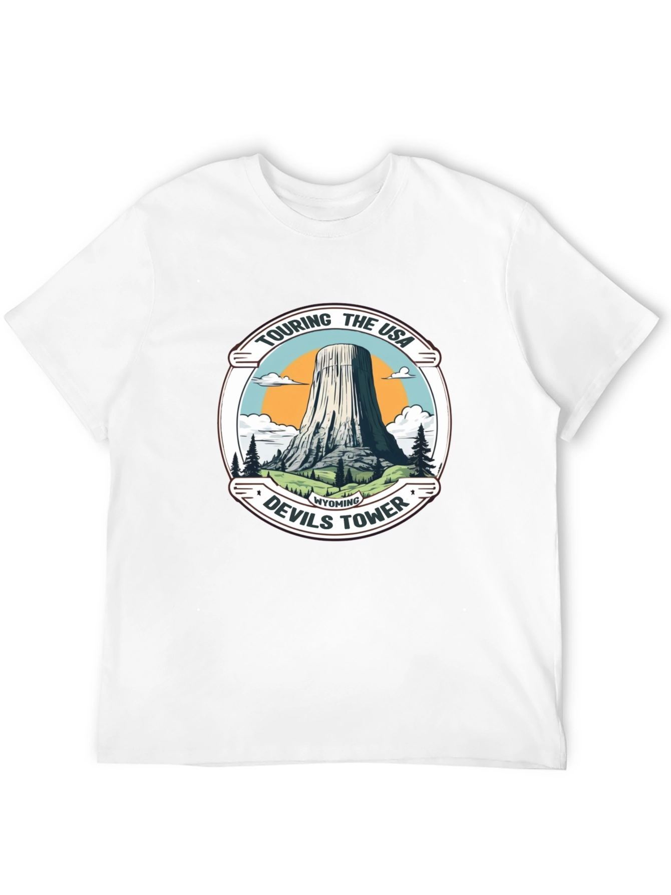 Camiseta Negra con Diseño de Devils Tower Wyoming