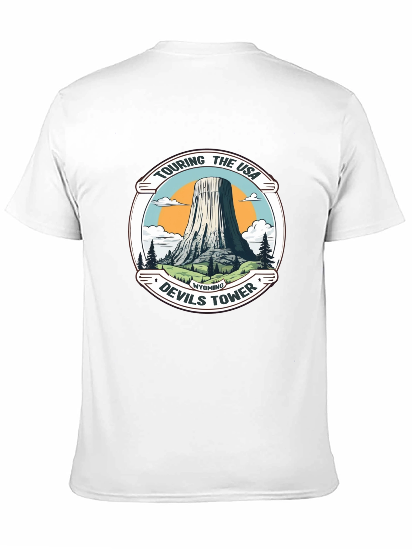 Camiseta Negra con Diseño de Devils Tower Wyoming